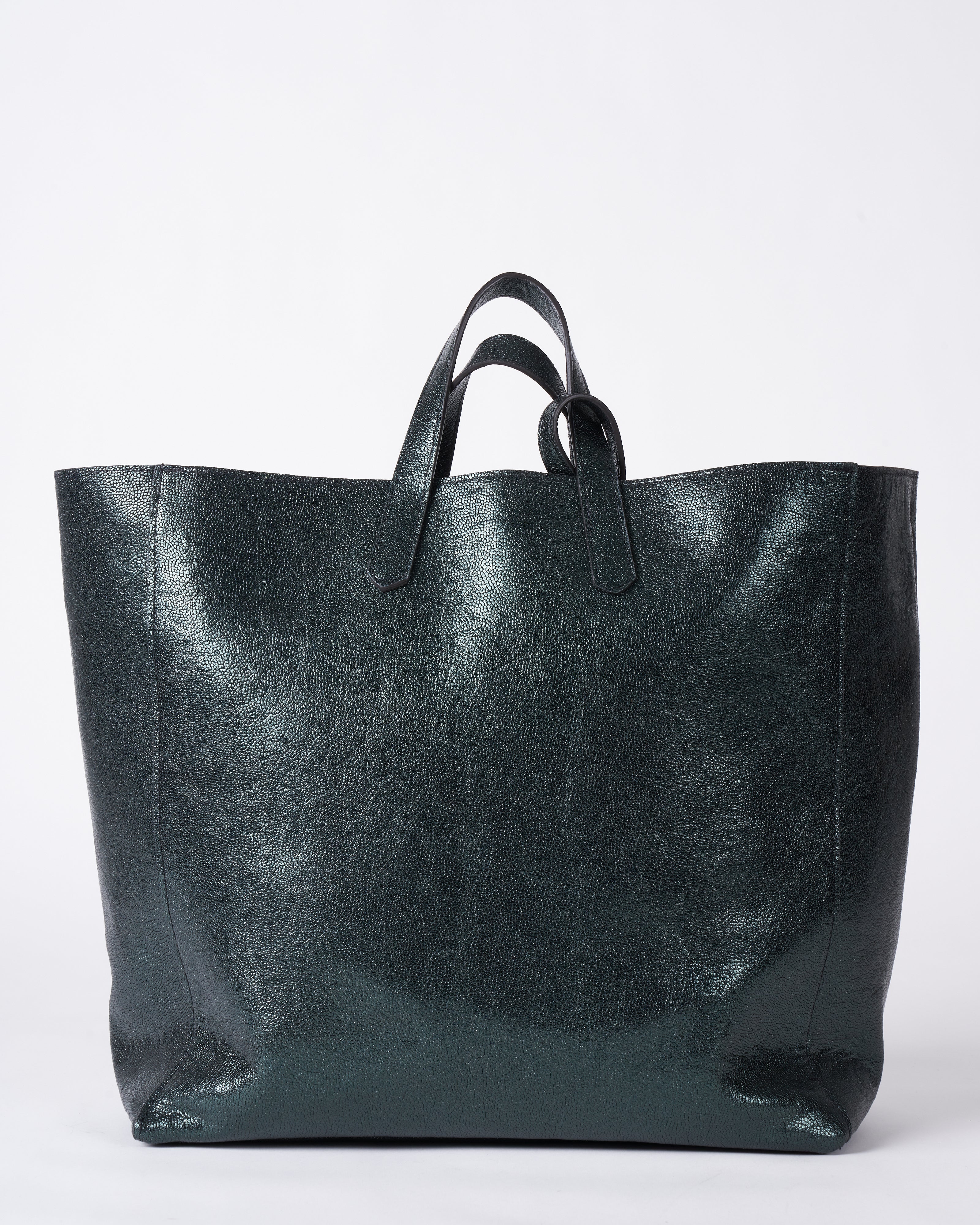 slouchy tote - bottle green embossed dots - Image 2