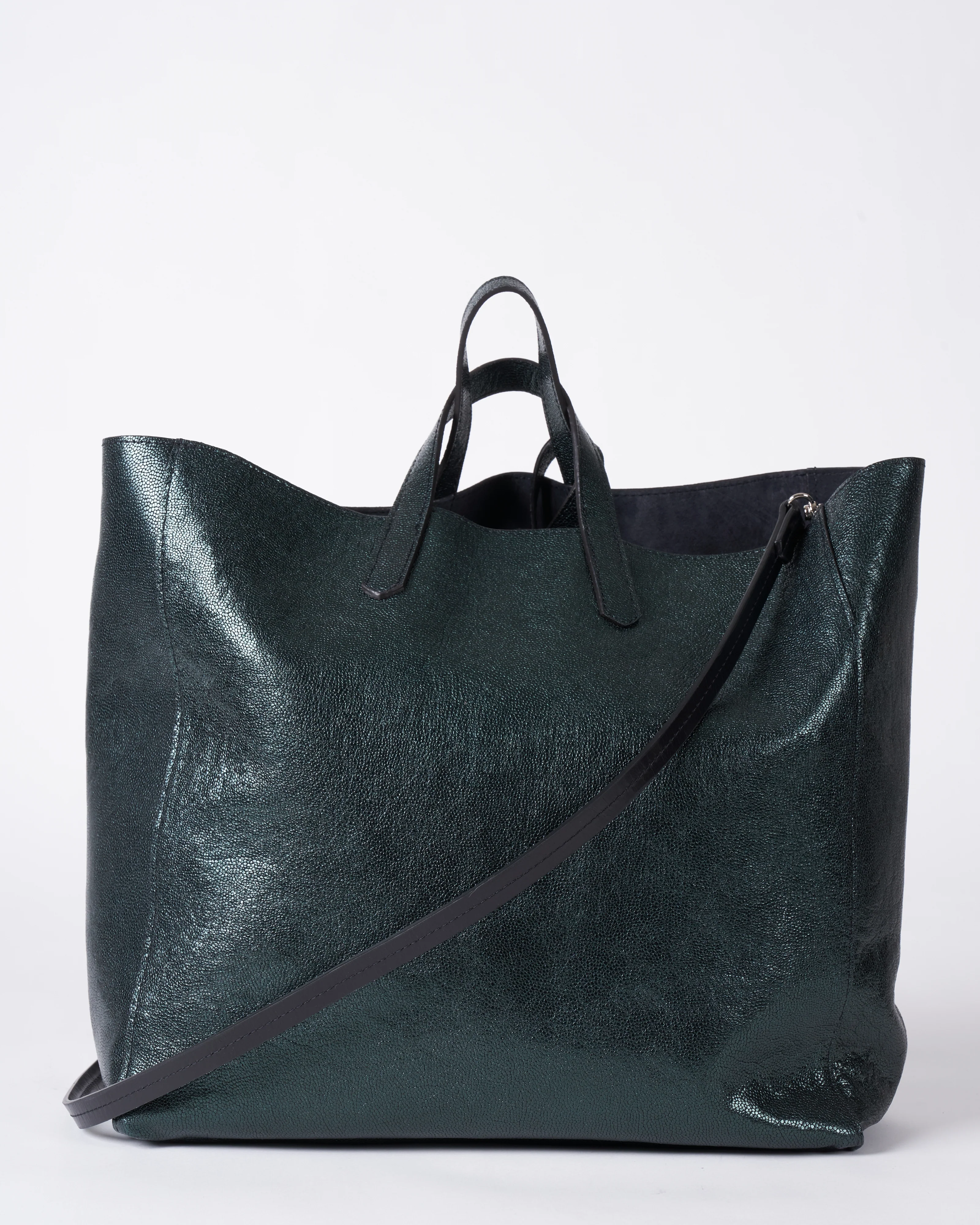 slouchy tote - bottle green embossed dots - Image 3