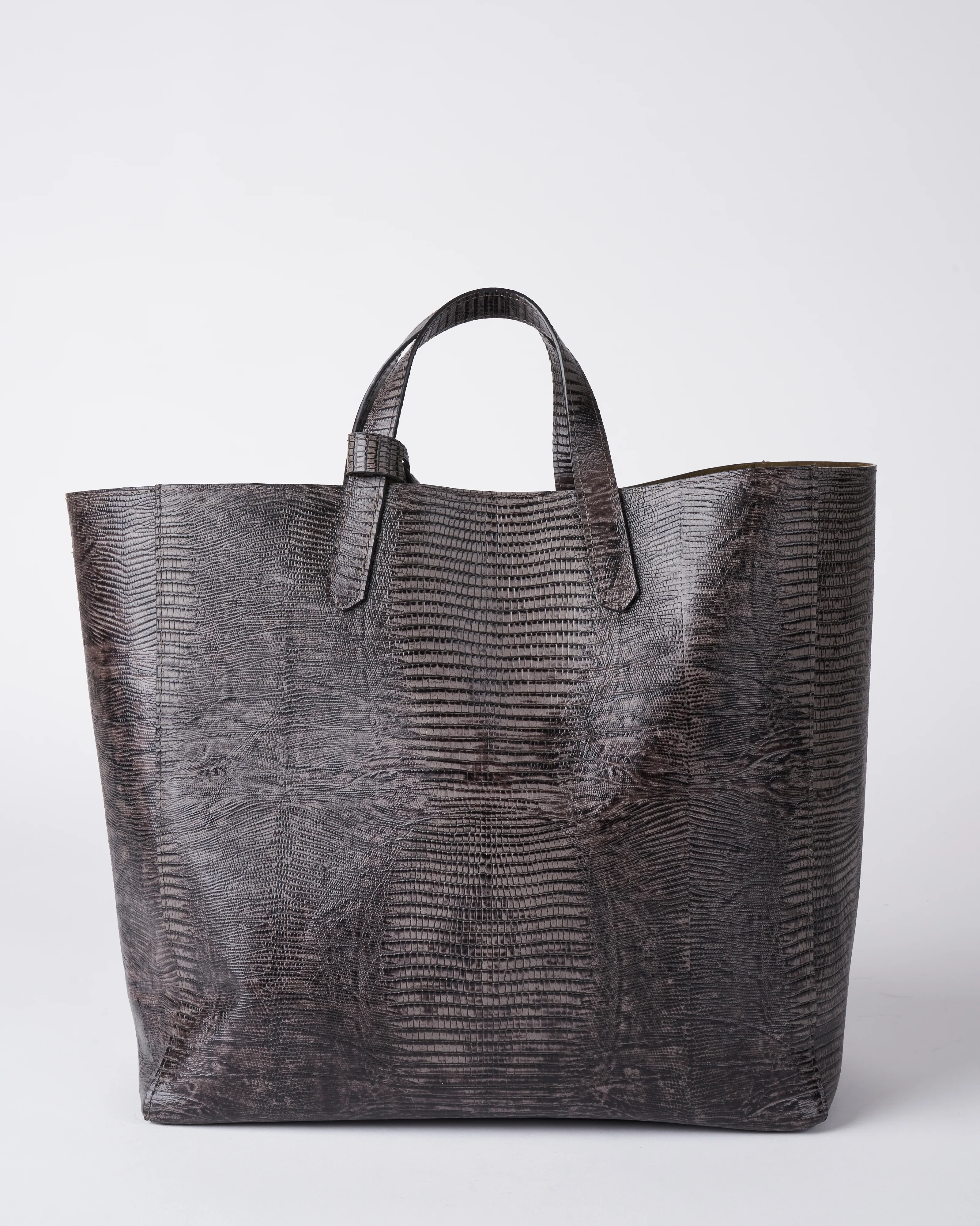 slouchy tote - steel embossed lizard - Image 2