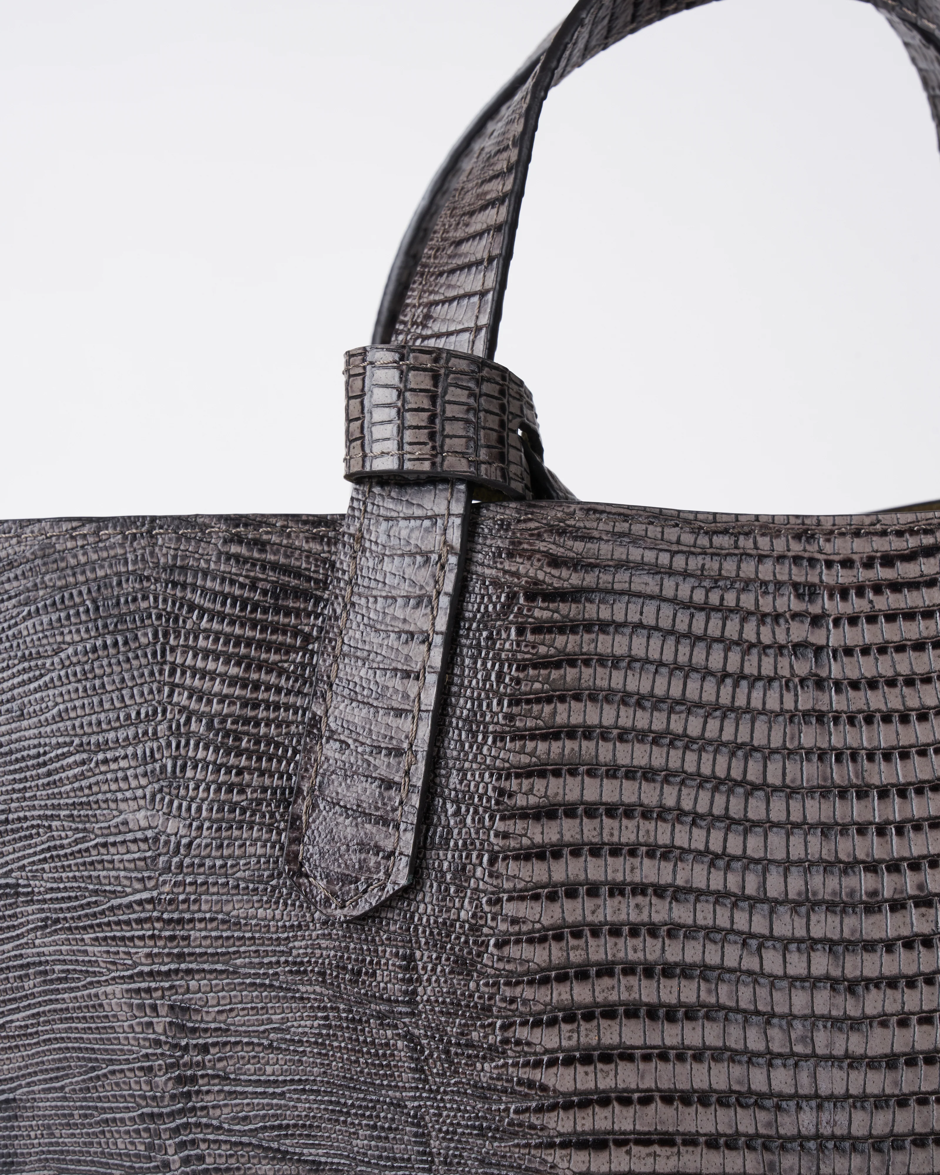 slouchy tote - steel embossed lizard - Image 3