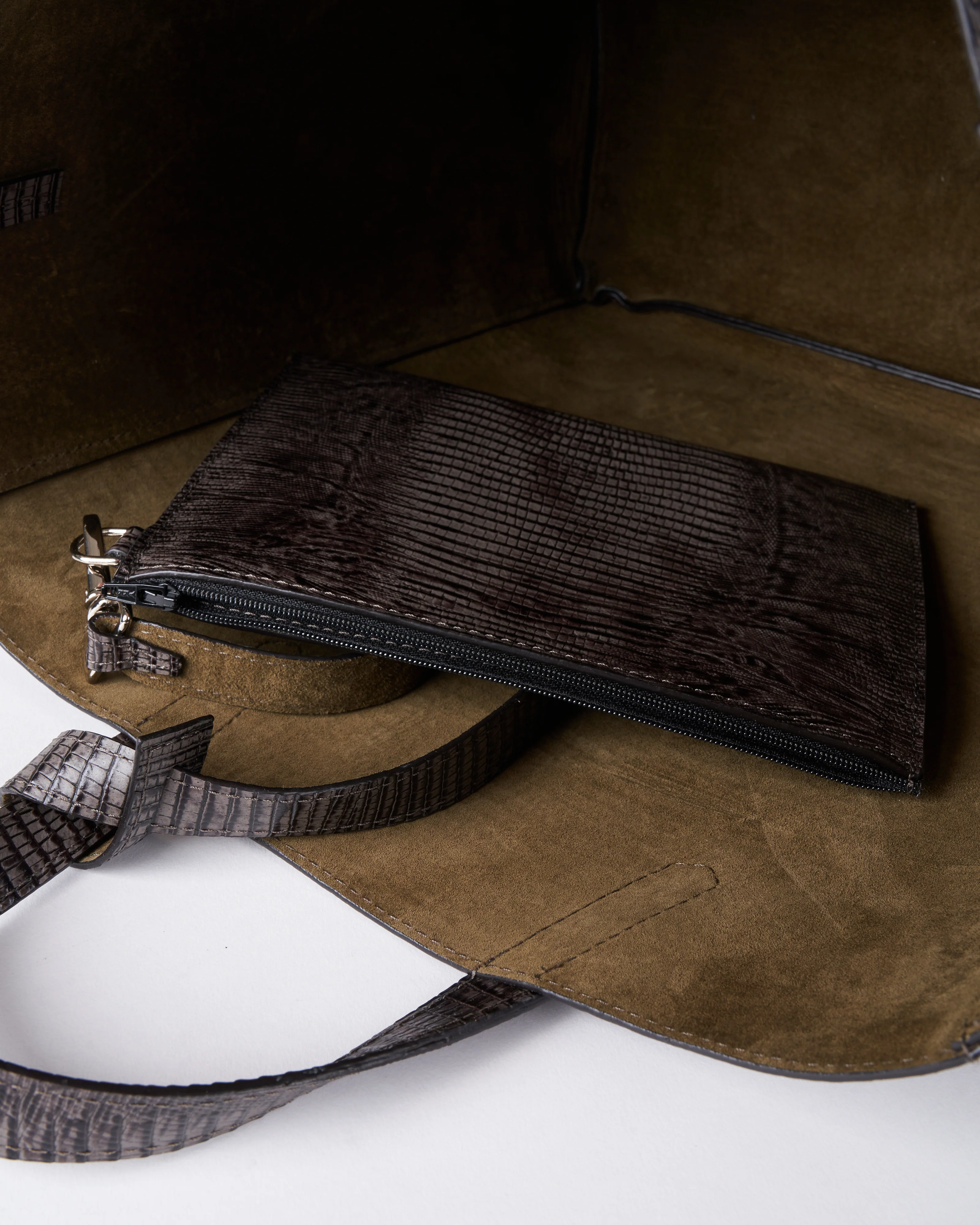 slouchy tote - steel embossed lizard - Image 5