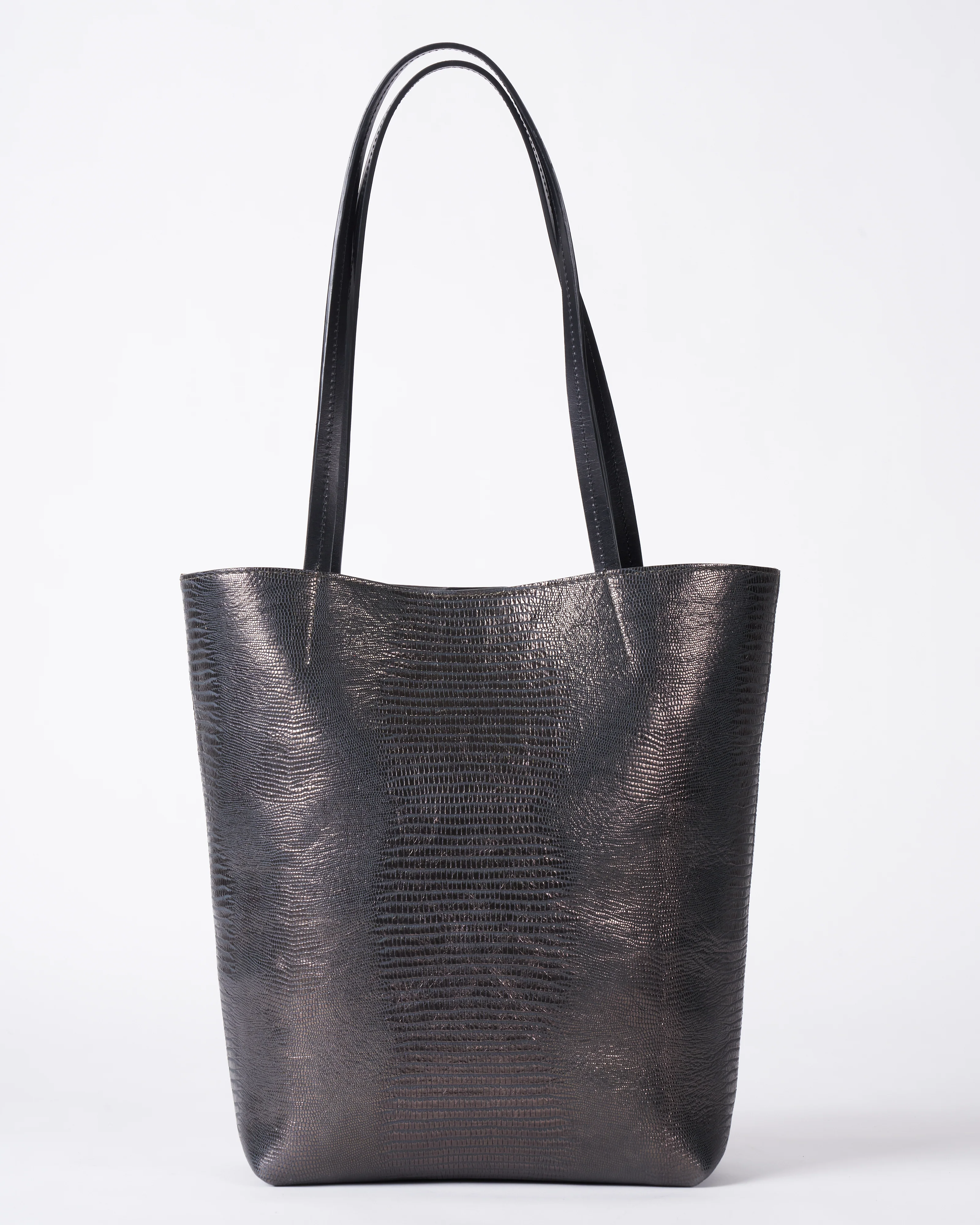 small essential tote - metal embossed lizard