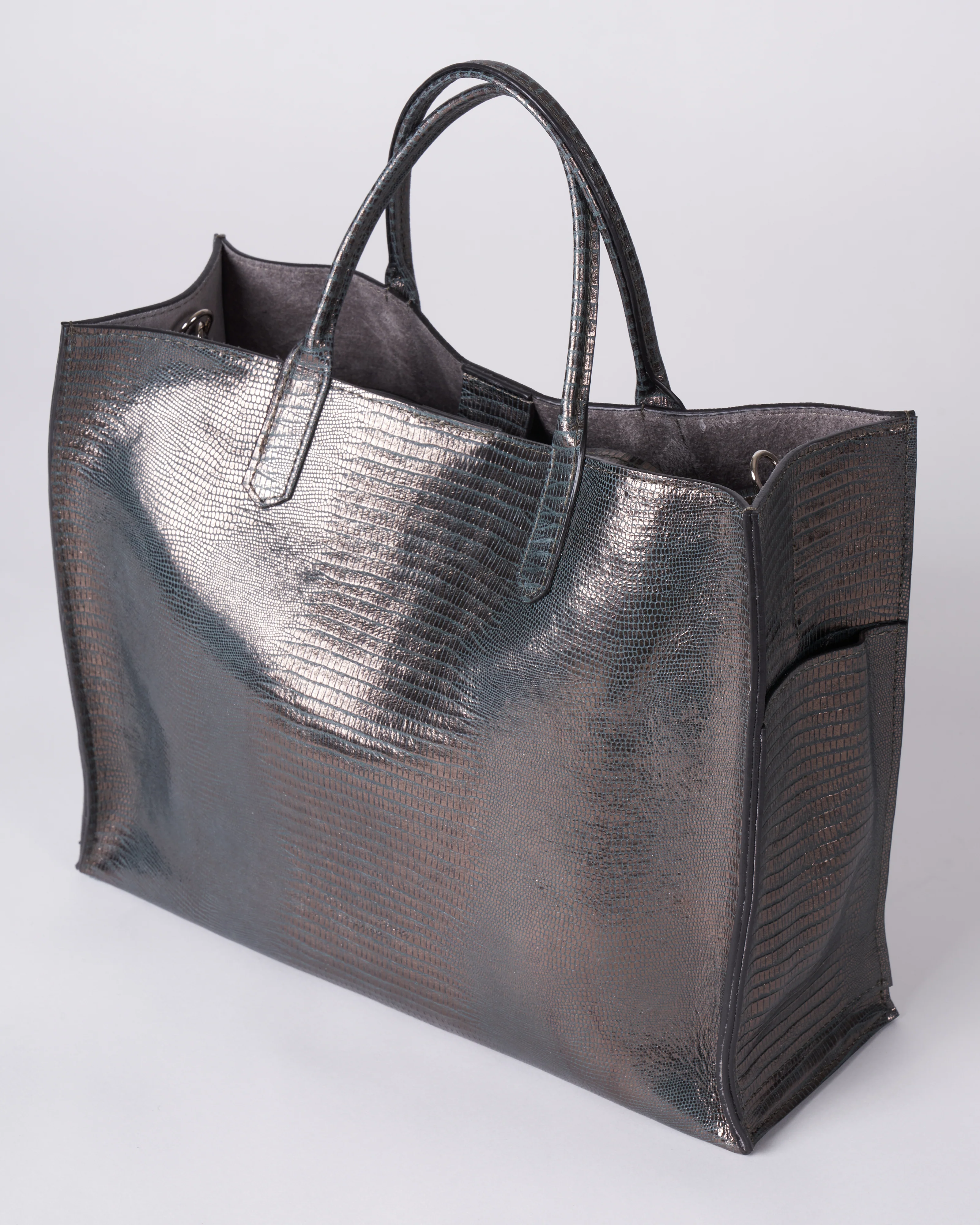 small harbor tote - metal embossed lizard - Image 4