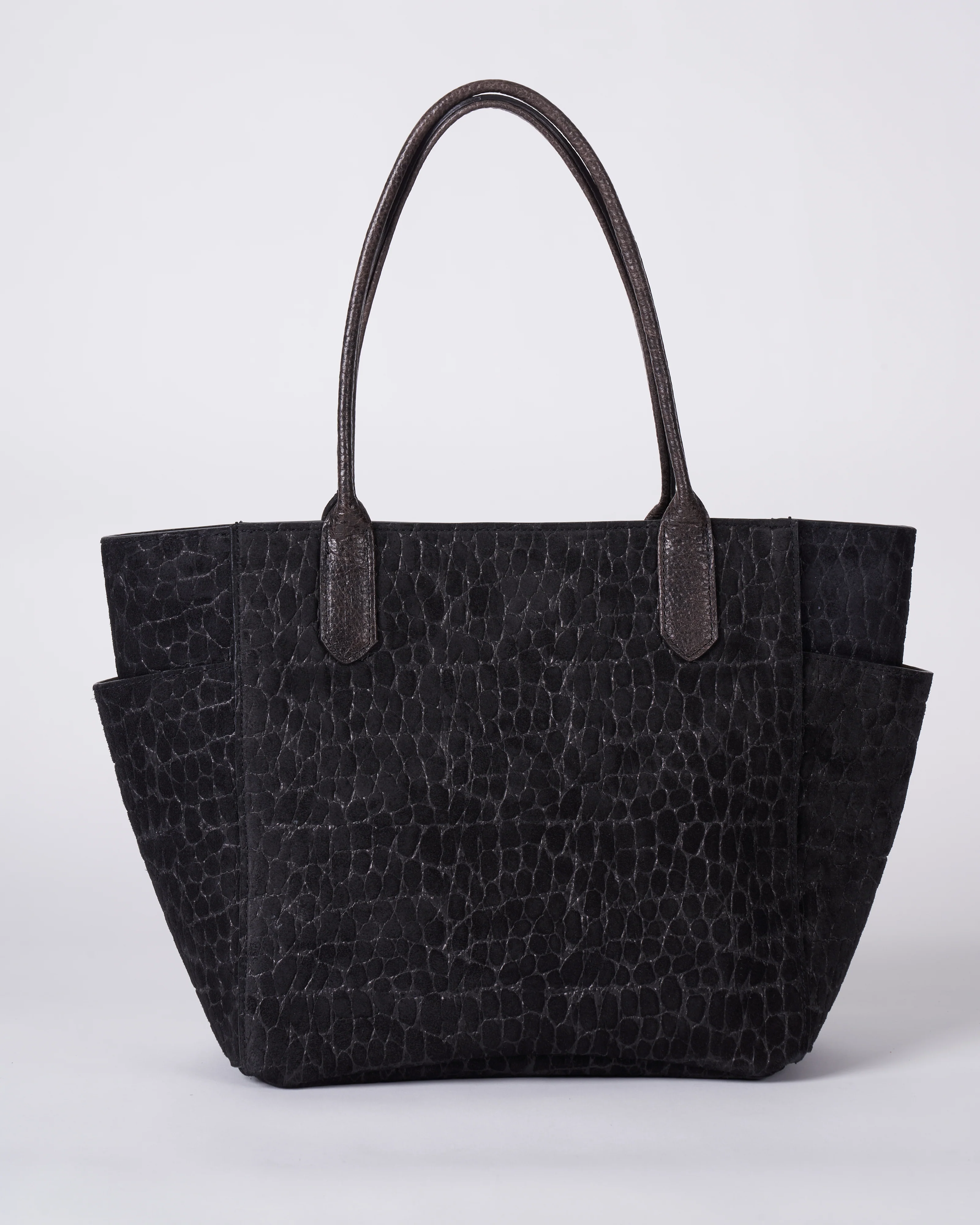 small pocket tote - coal embossed suede - Image 2