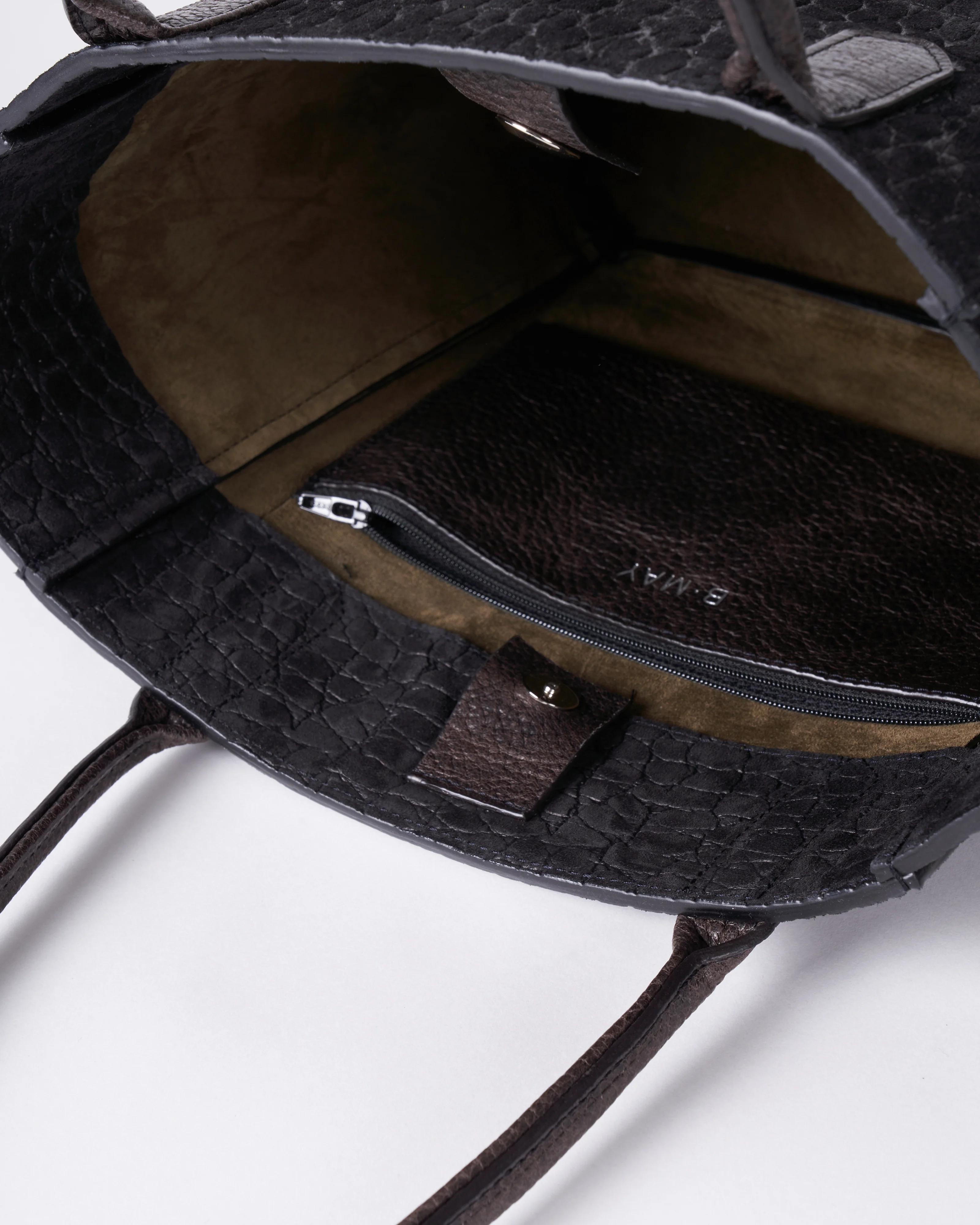 small pocket tote - coal embossed suede - Image 4