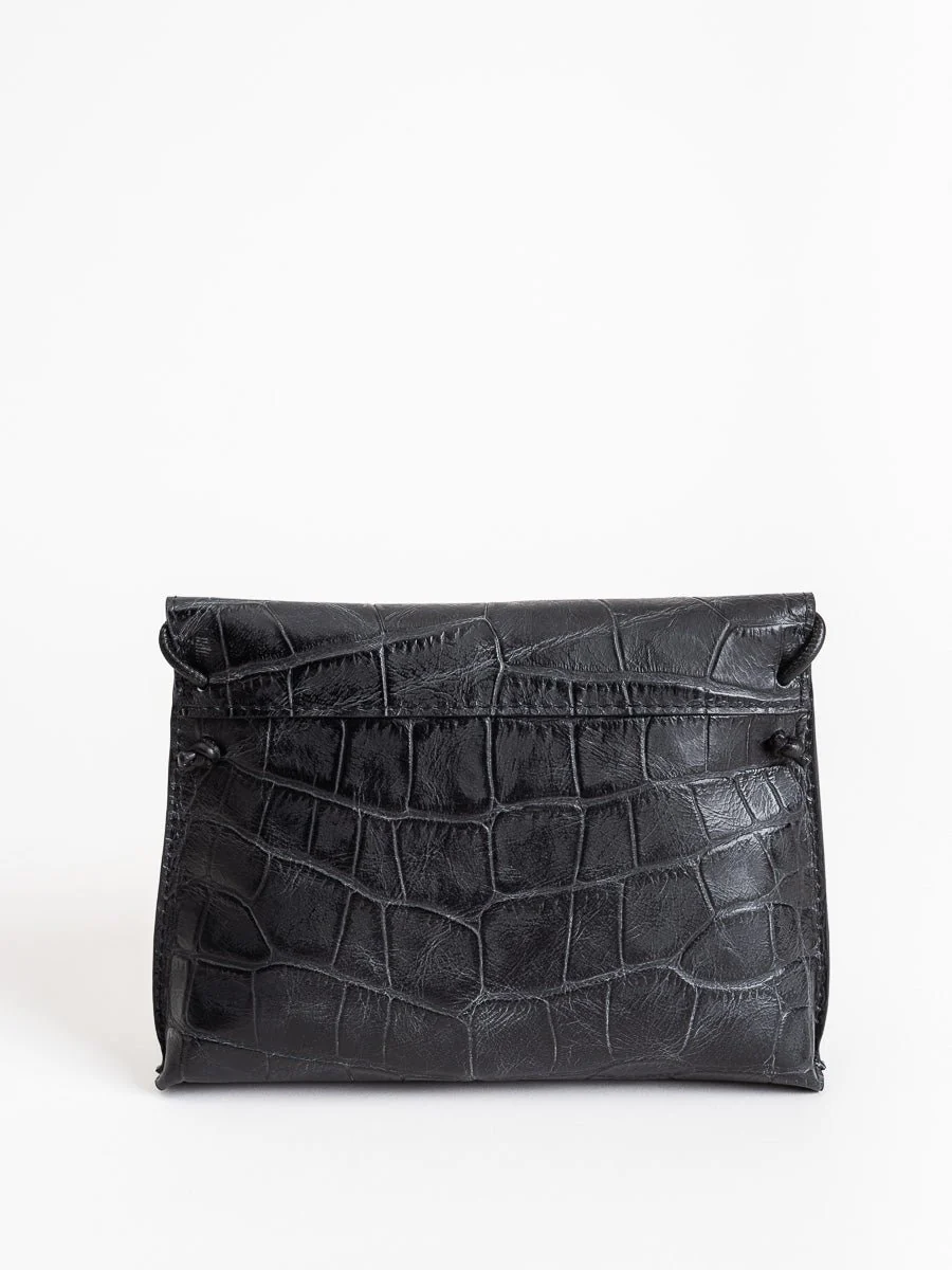 strappy foldover - black embossed gator - Image 2