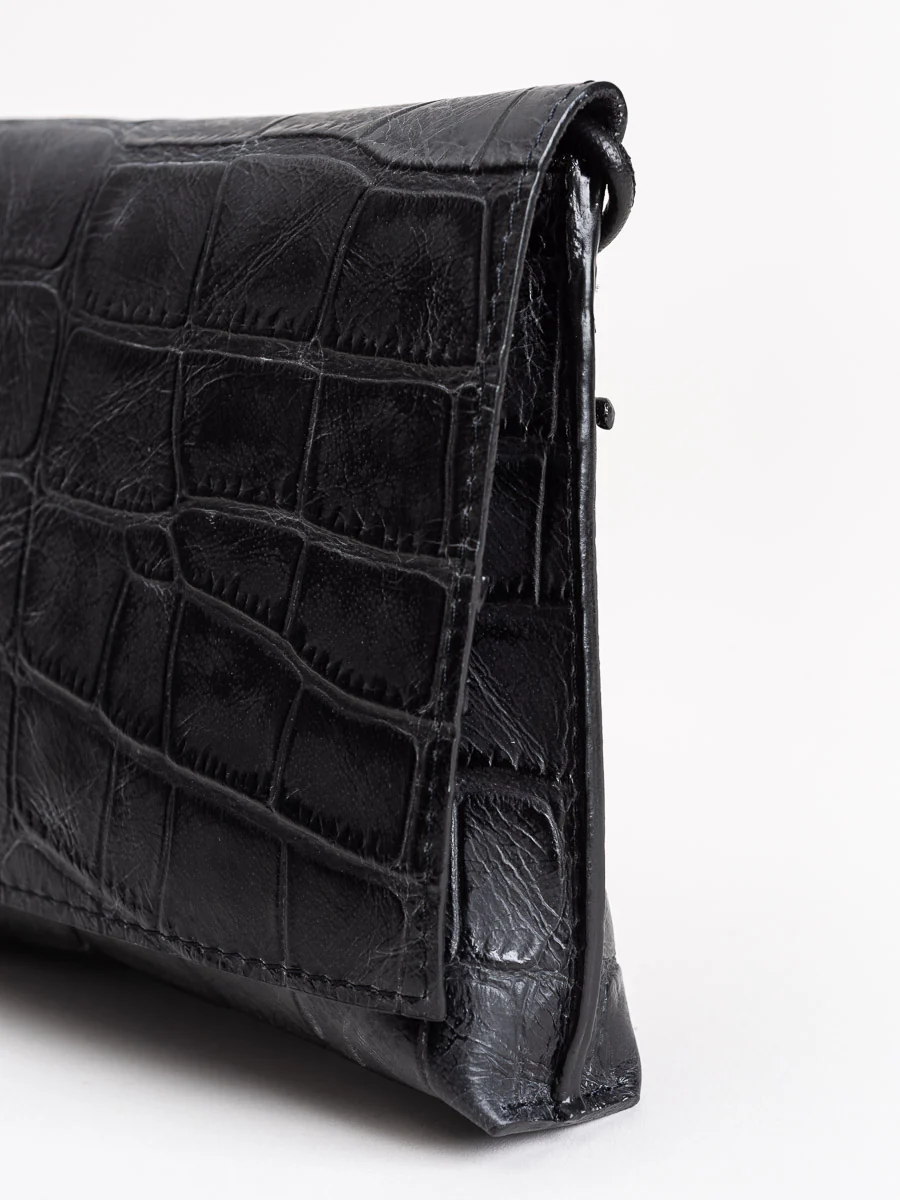 strappy foldover - black embossed gator - Image 3