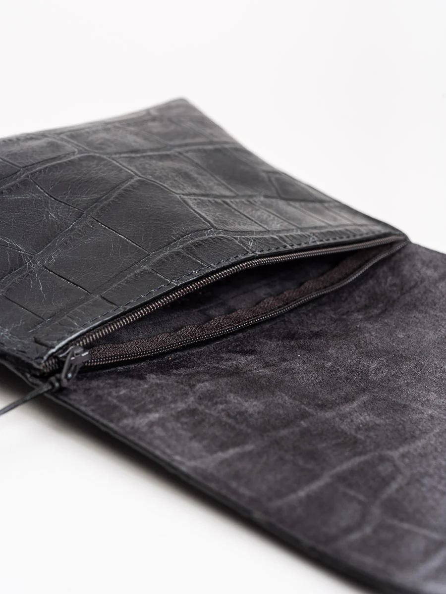 strappy foldover - black embossed gator - Image 4