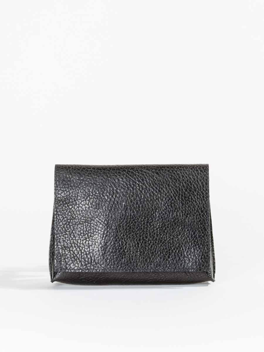 strappy foldover - black grained