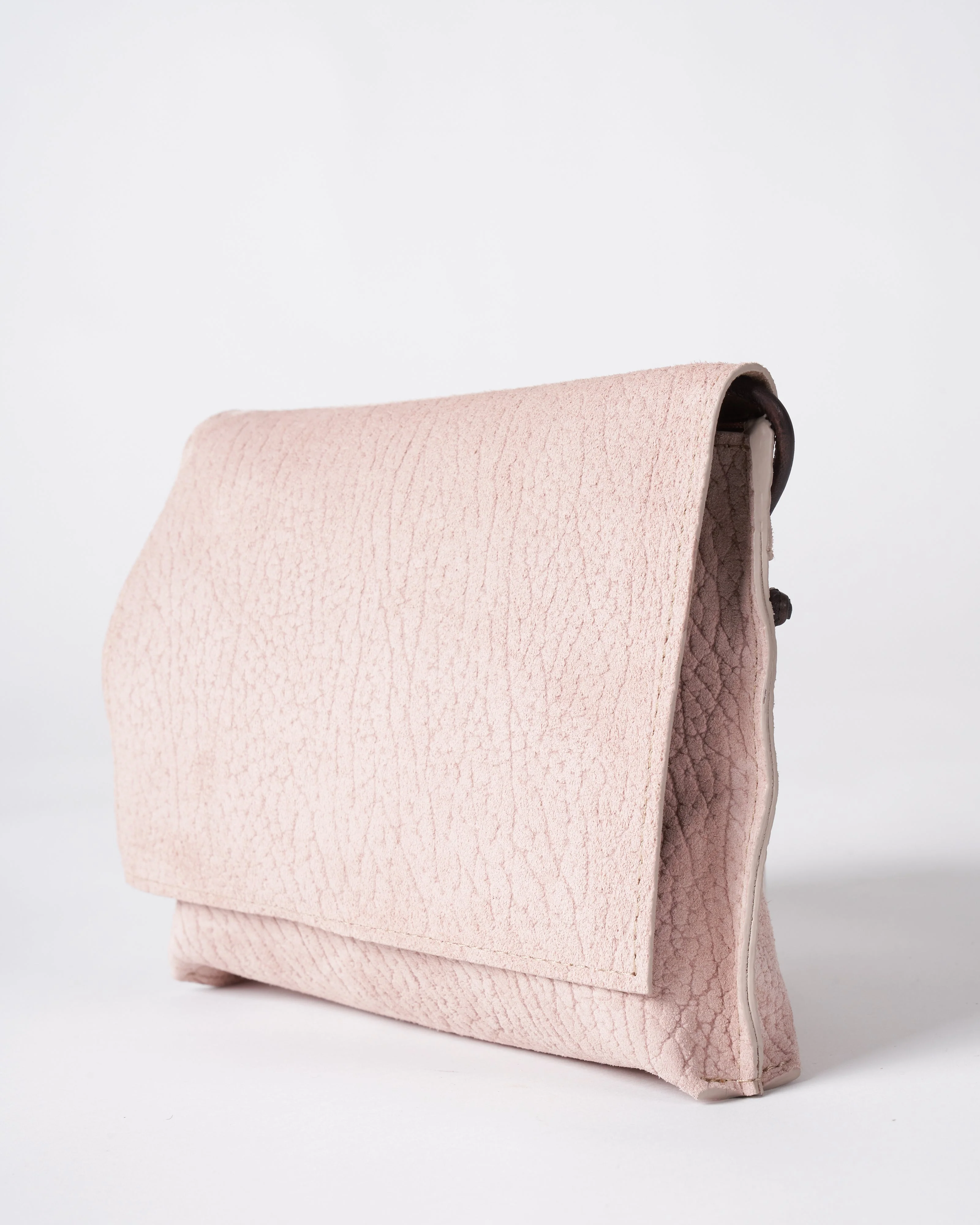 strappy foldover - blush embossed suede - Image 3
