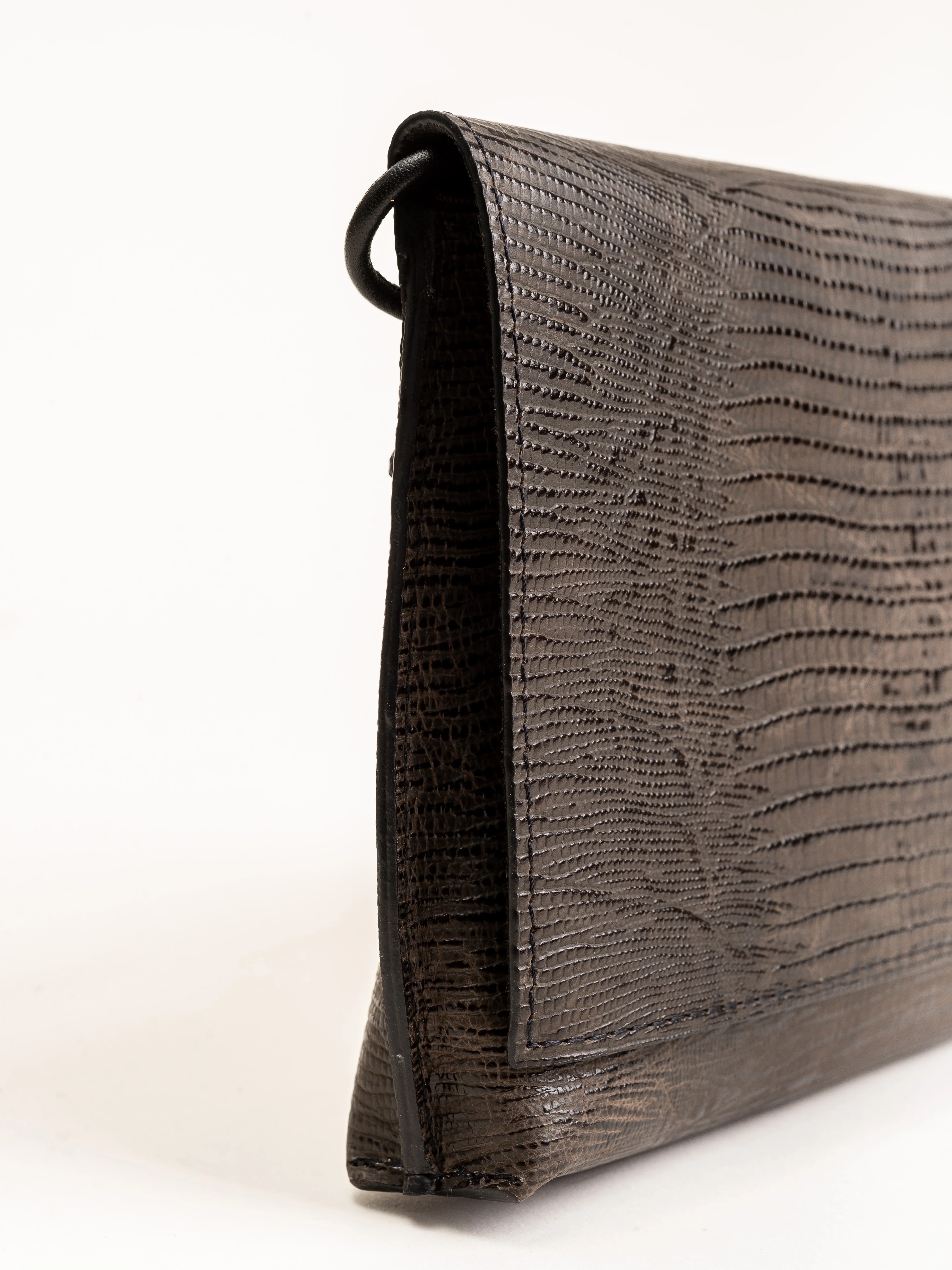 strappy foldover - brown embossed lizard - Image 3