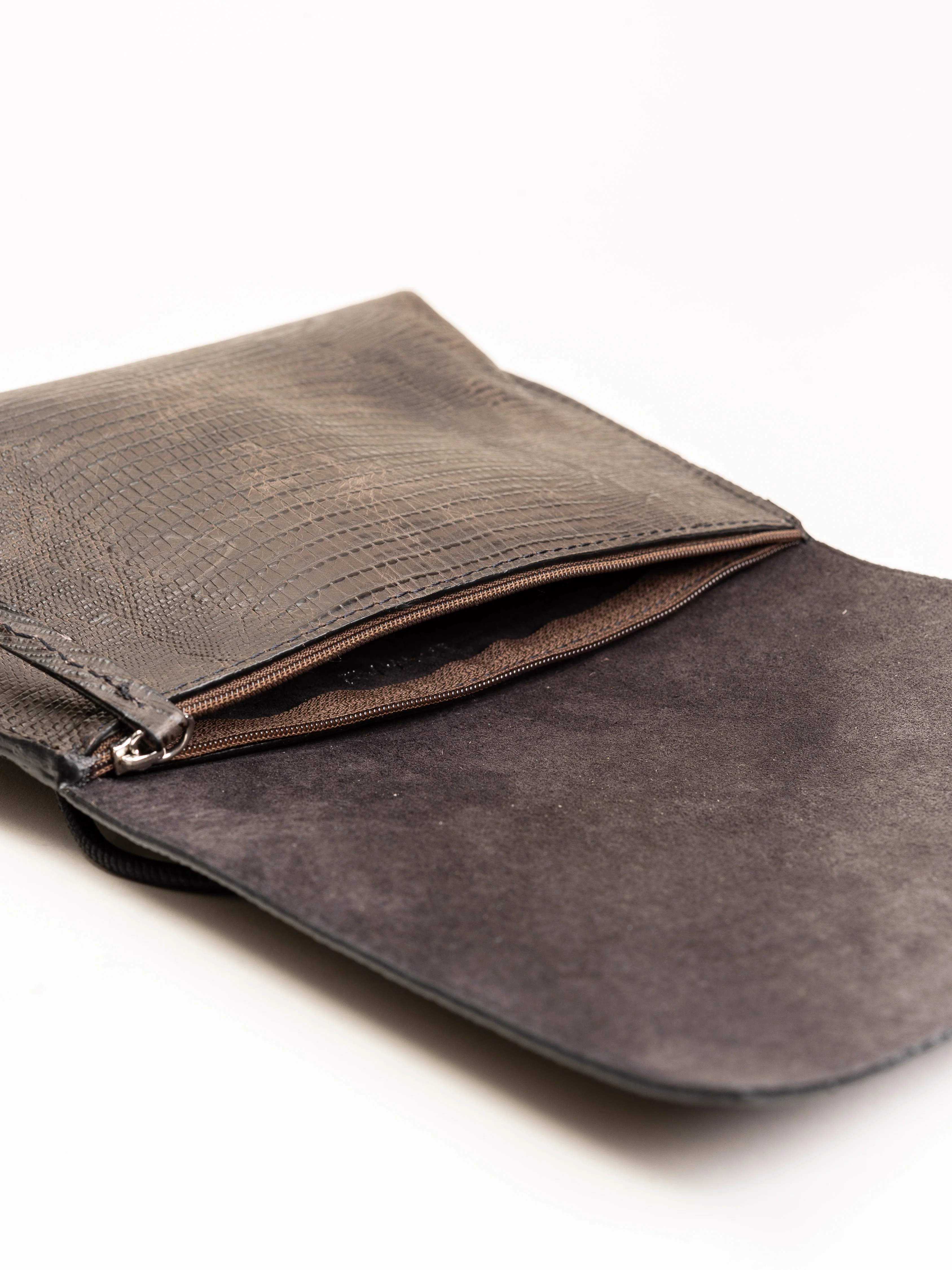 strappy foldover - brown embossed lizard - Image 4