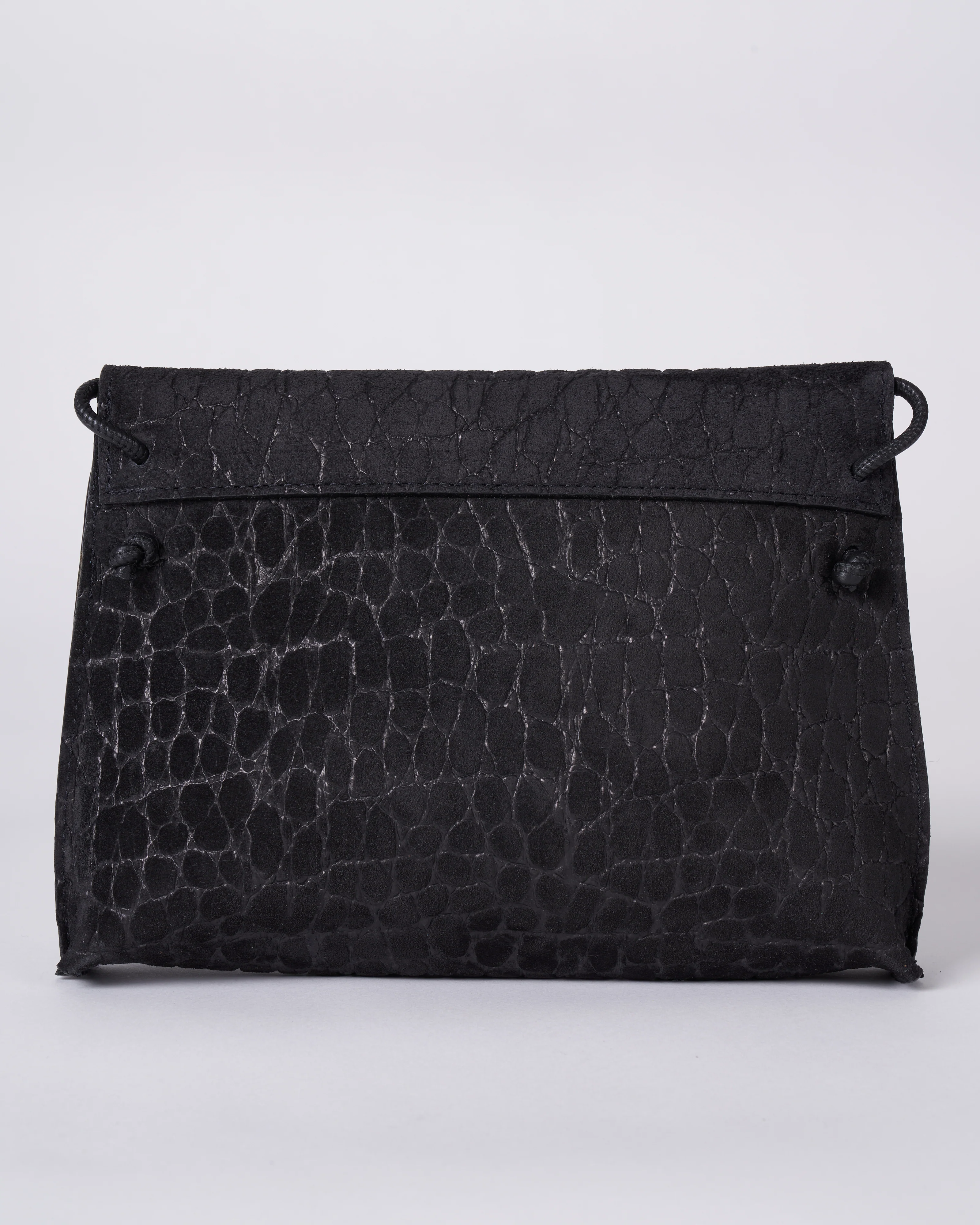 strappy foldover - coal embossed suede - Image 2