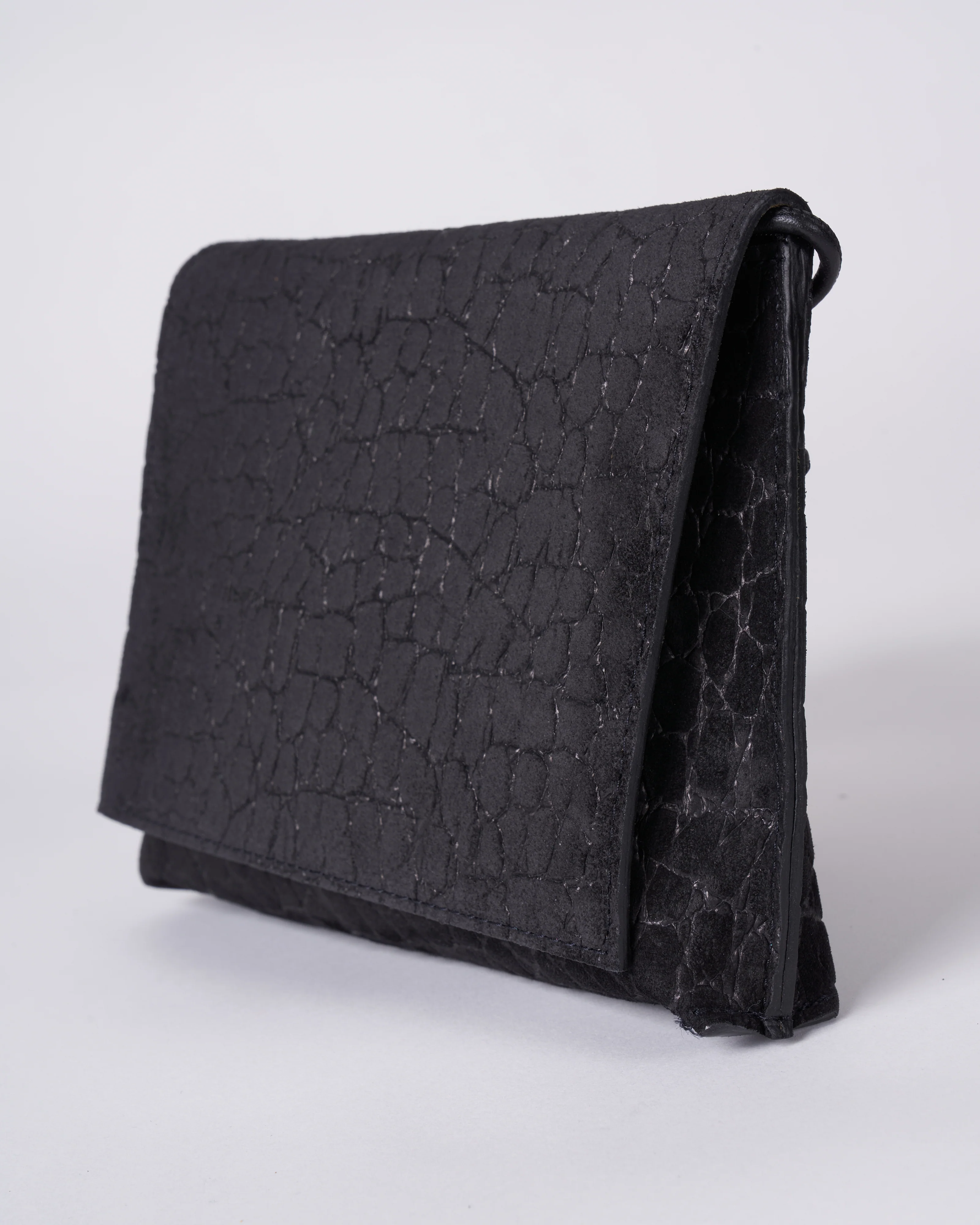 strappy foldover - coal embossed suede - Image 3