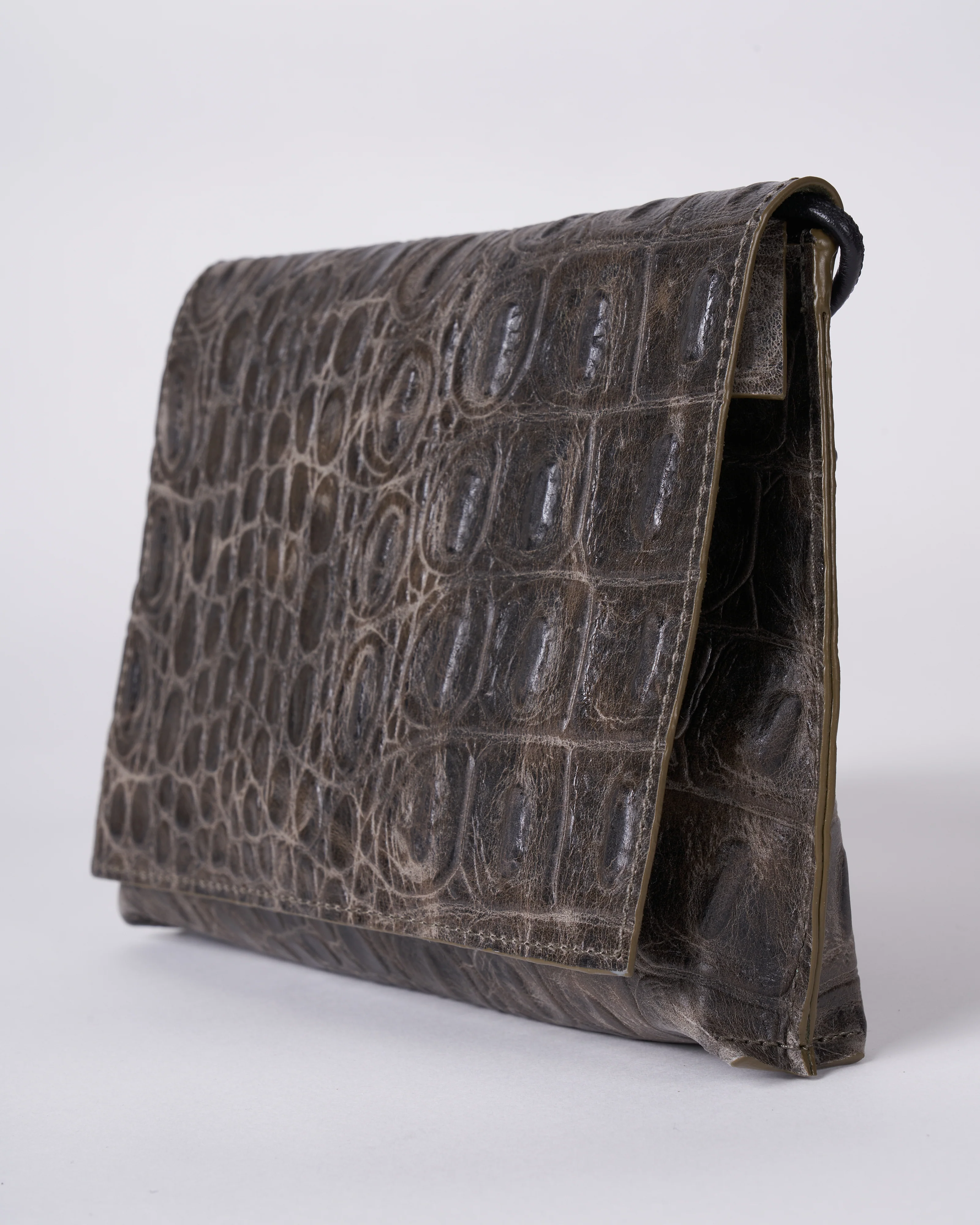strappy foldover - fossil embossed gator - Image 3