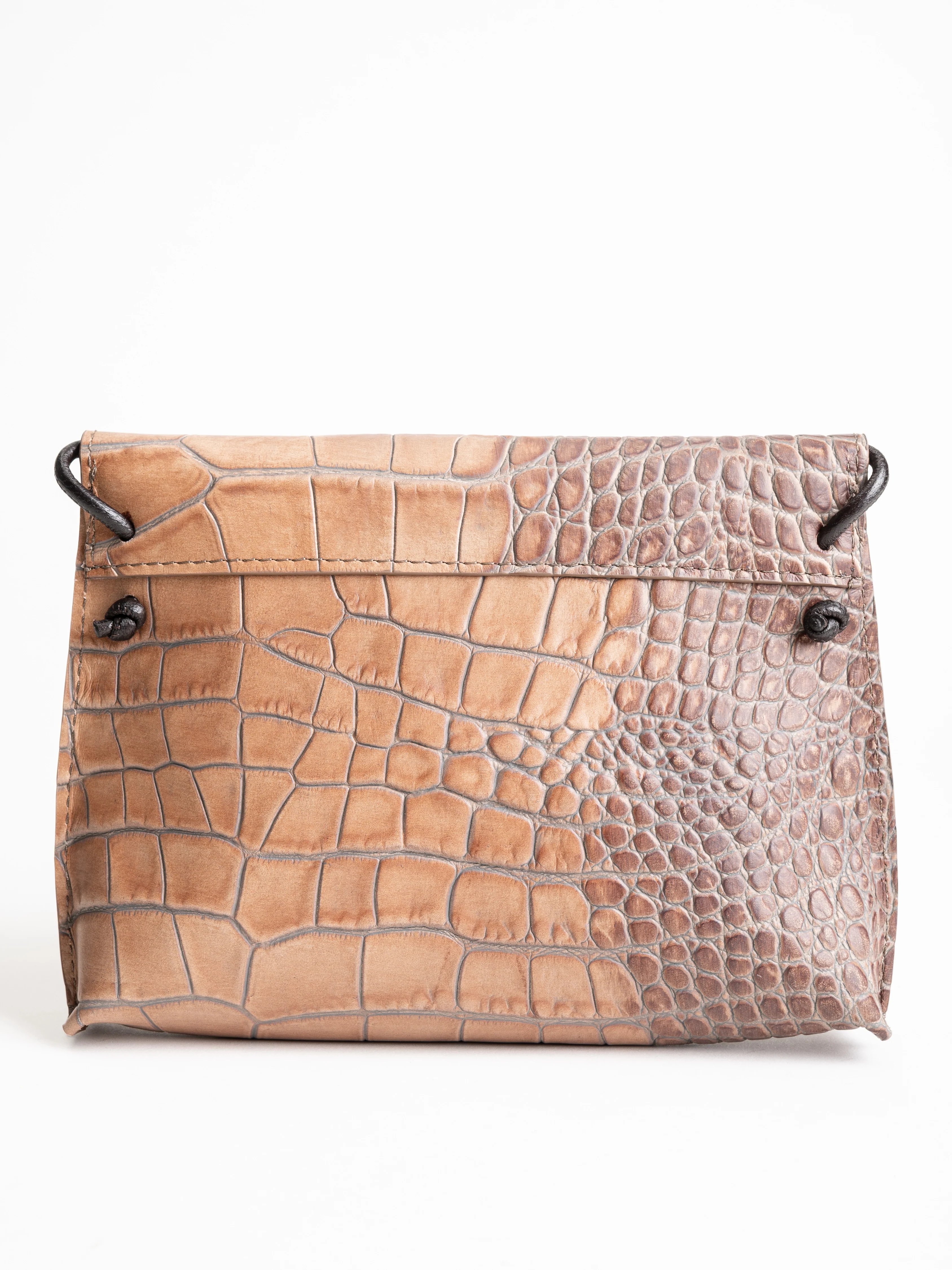 strappy foldover - latte embossed gator - Image 2