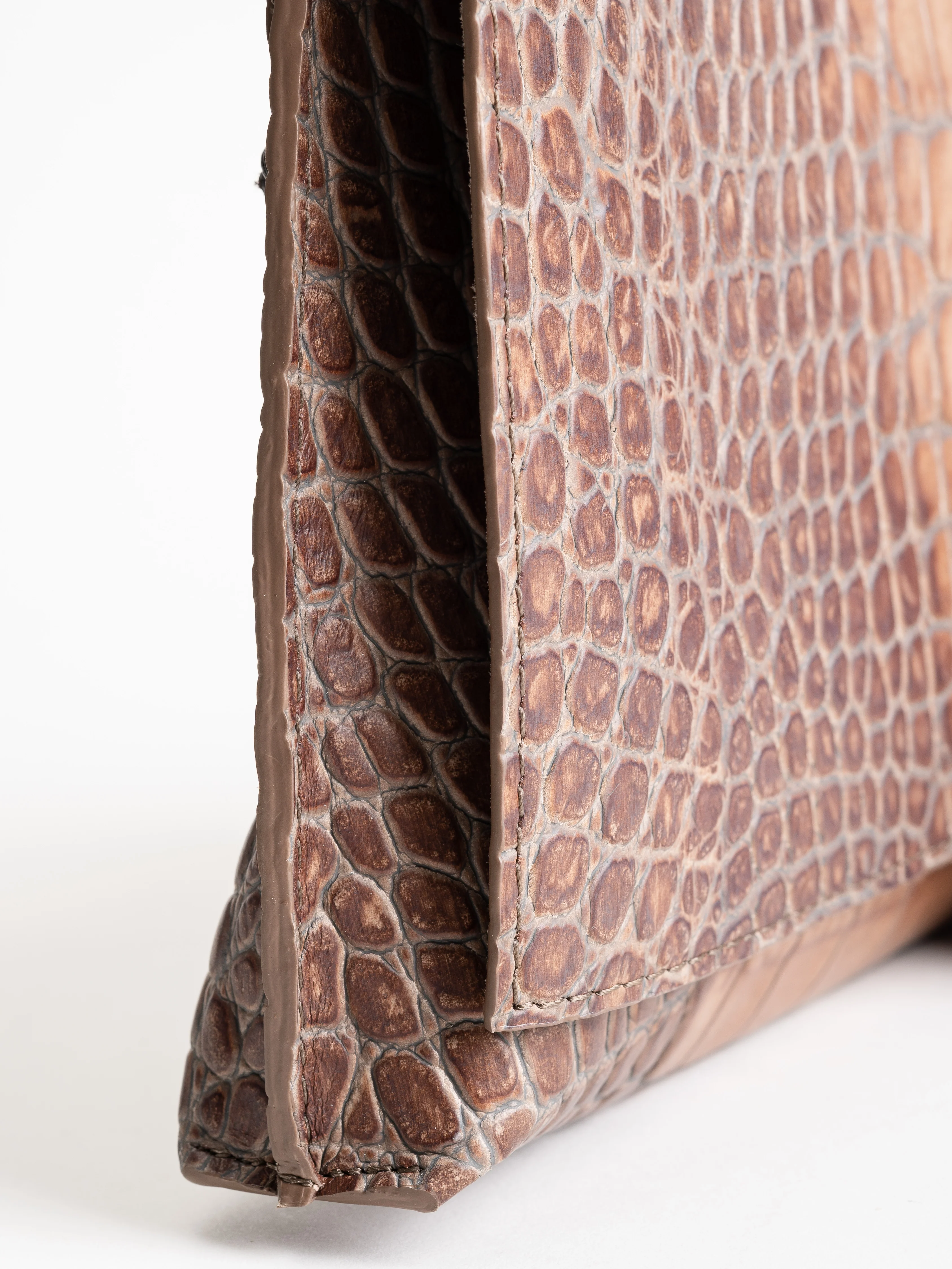 strappy foldover - latte embossed gator - Image 3