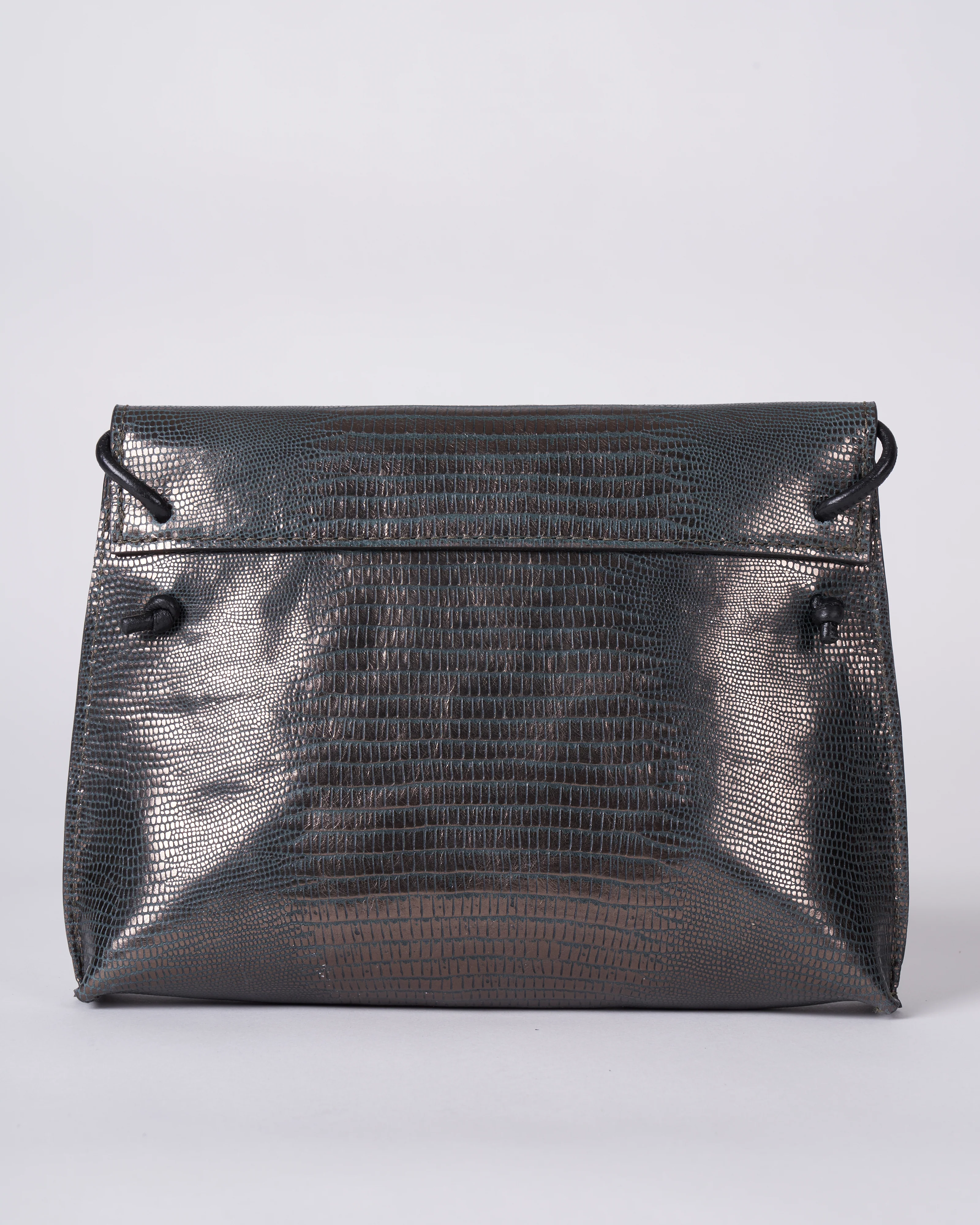 strappy foldover - metal embossed lizard - Image 2