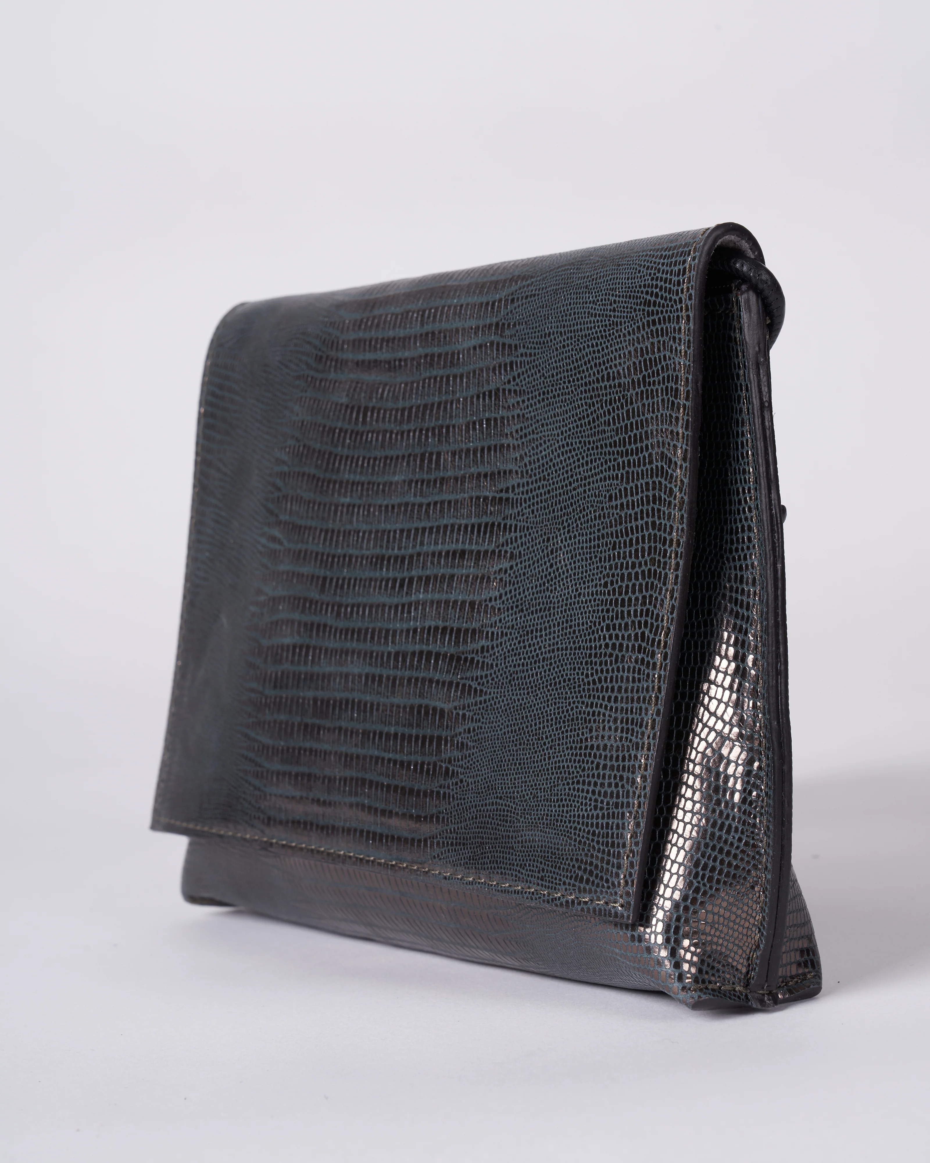 strappy foldover - metal embossed lizard - Image 3