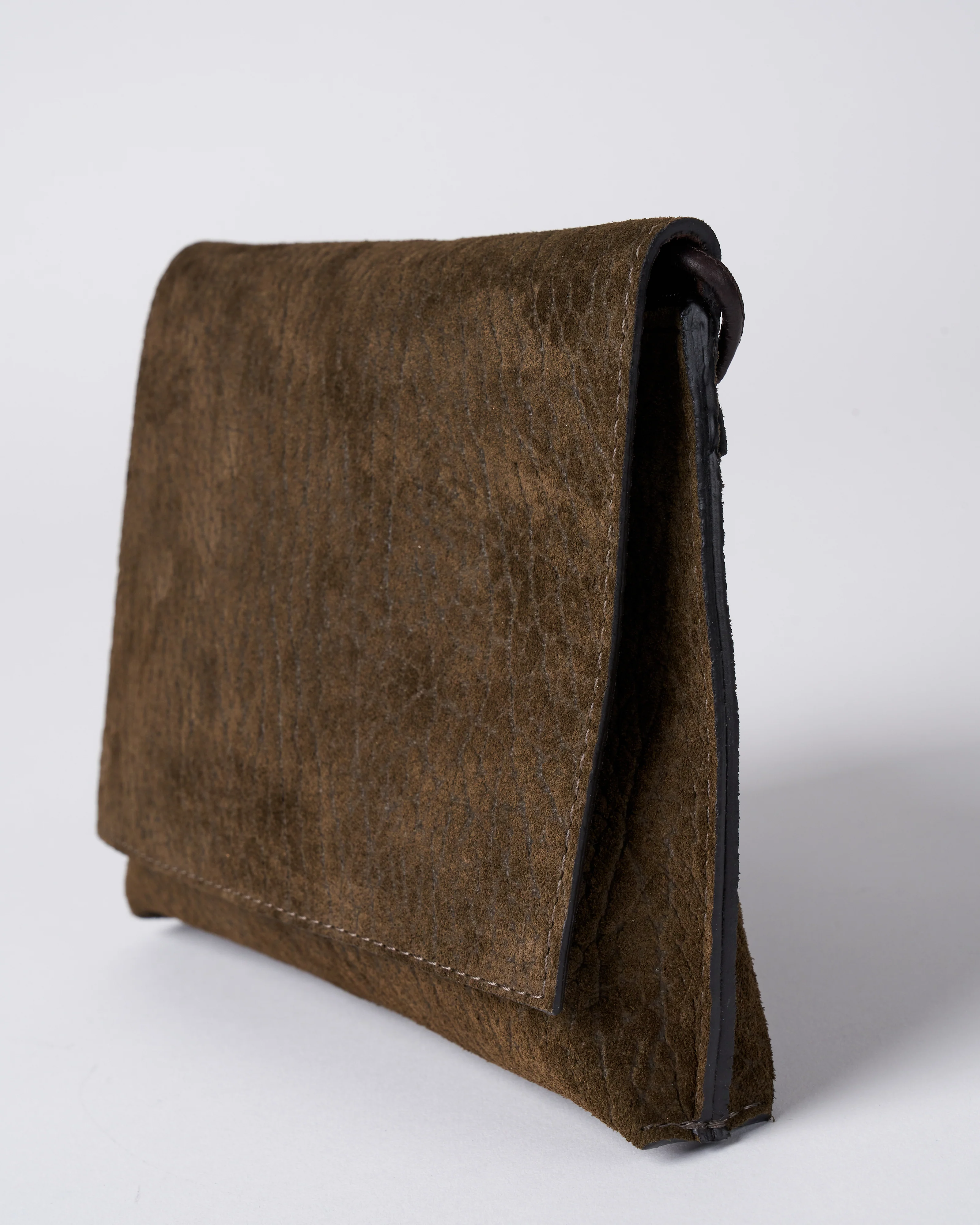 strappy foldover - olive embossed suede - Image 3