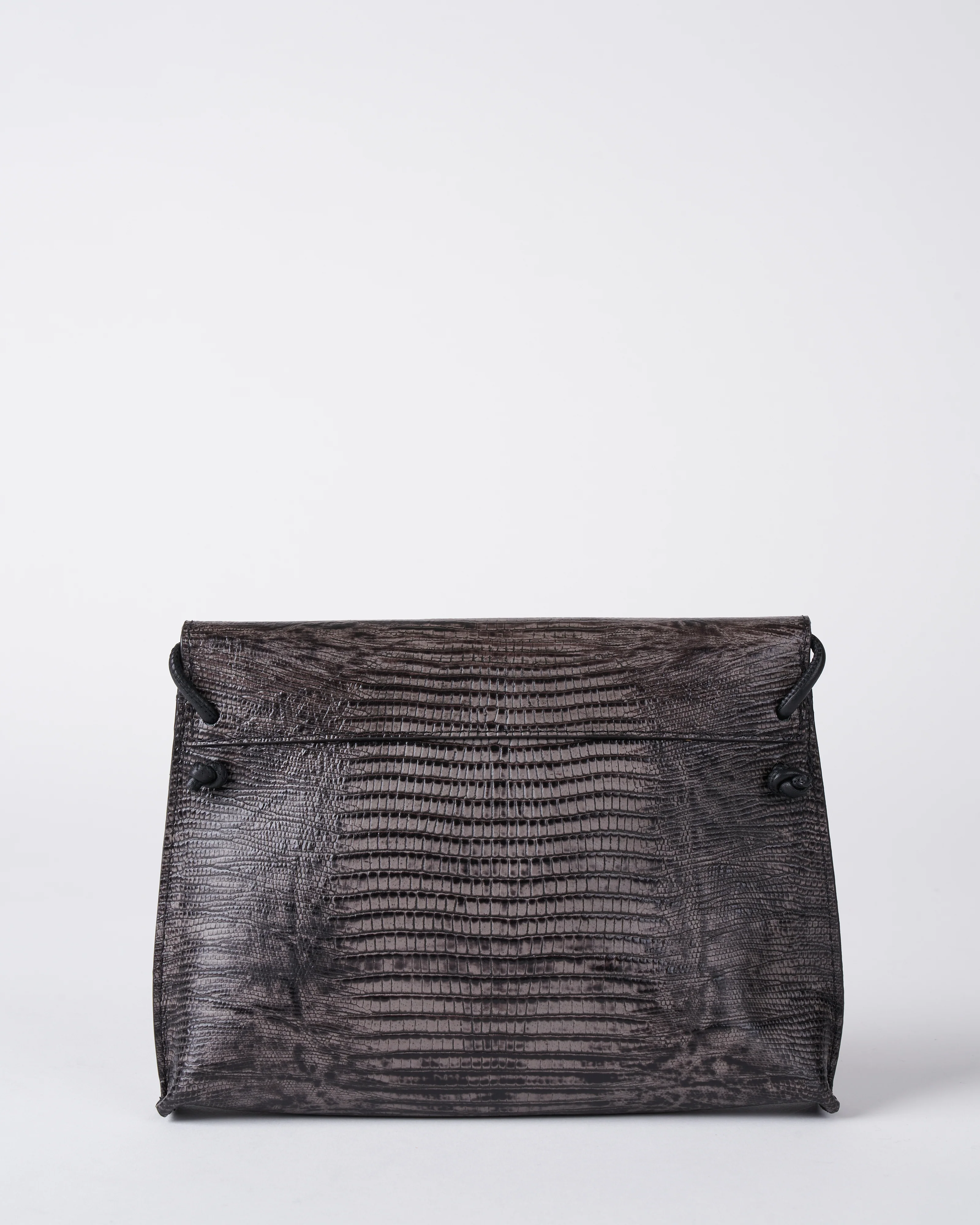 strappy foldover - steel embossed lizard - Image 2