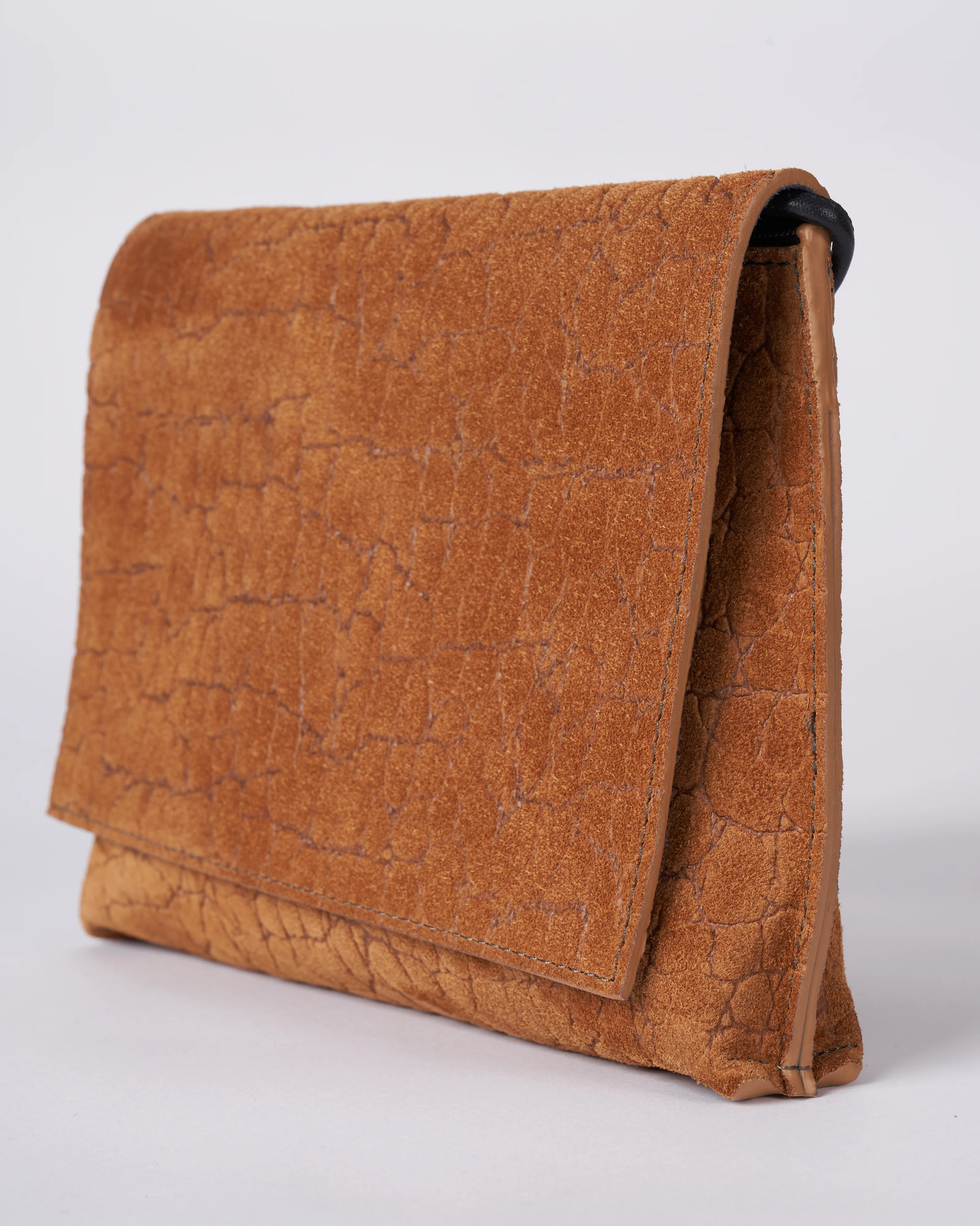strappy foldover - tawny embossed suede w/graphite detail - Image 3