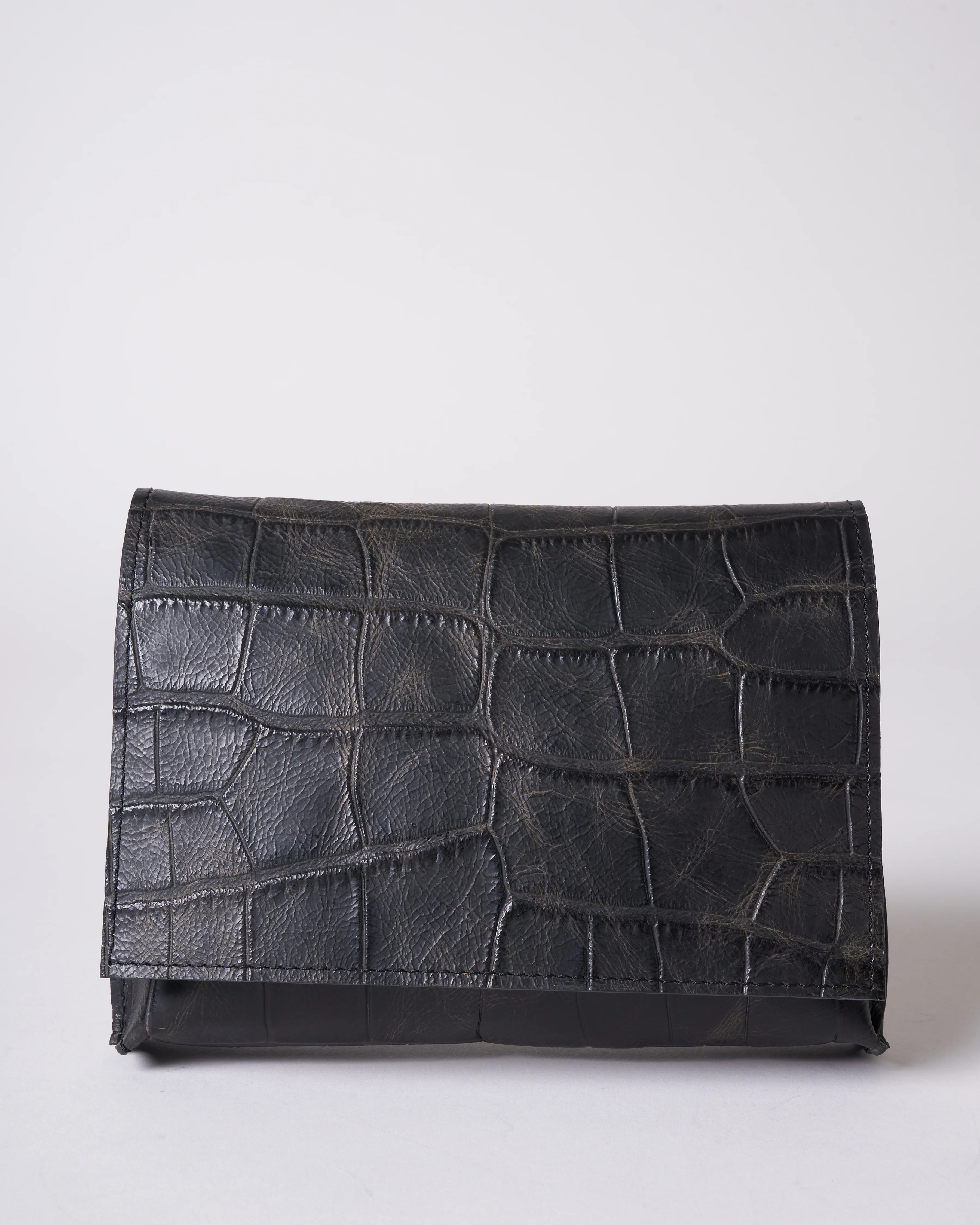 strappy foldover - vintage black gator - Image 2