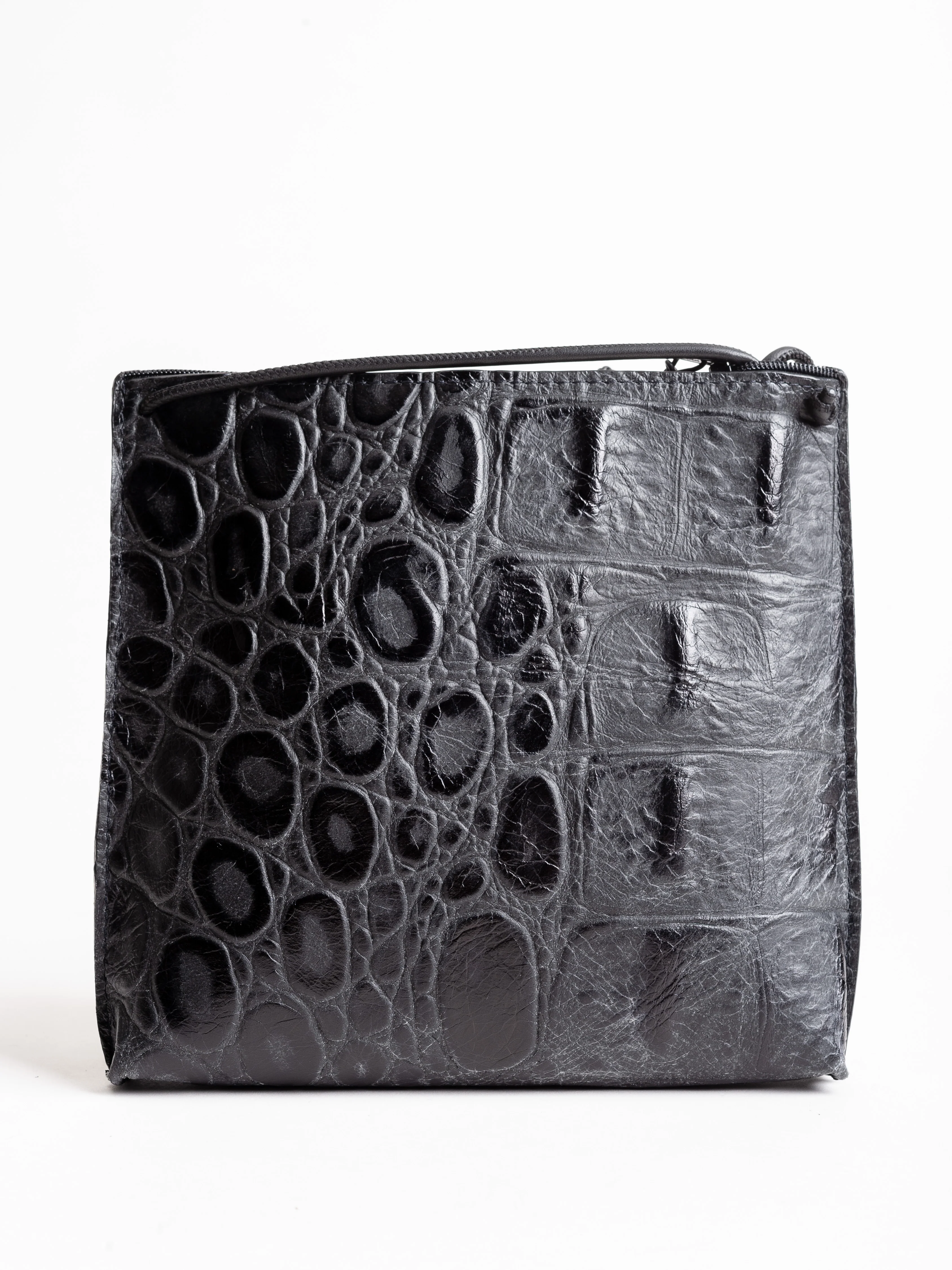 strappy pouch - black embossed gator - Image 2