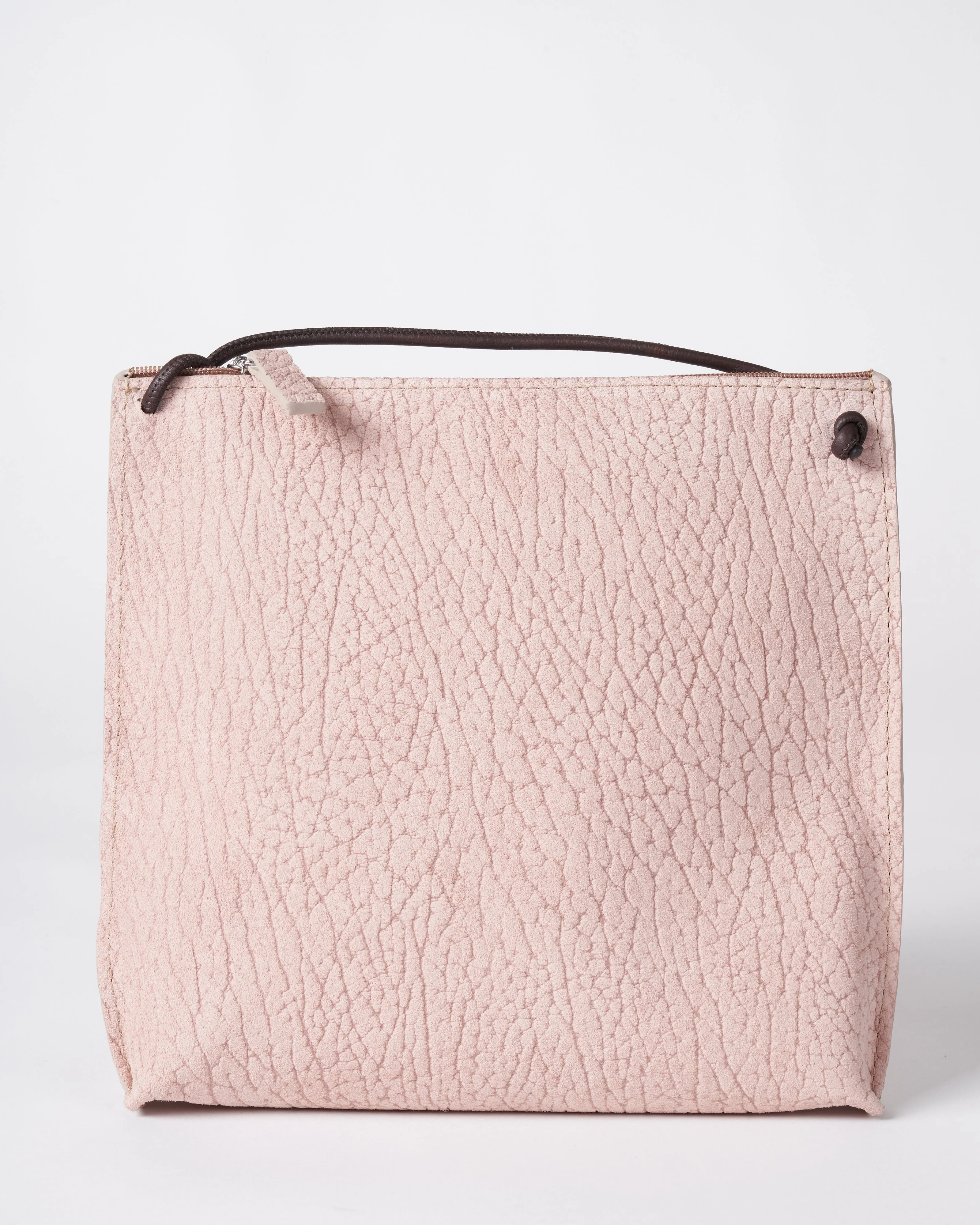 strappy pouch - blush embossed suede - Image 2