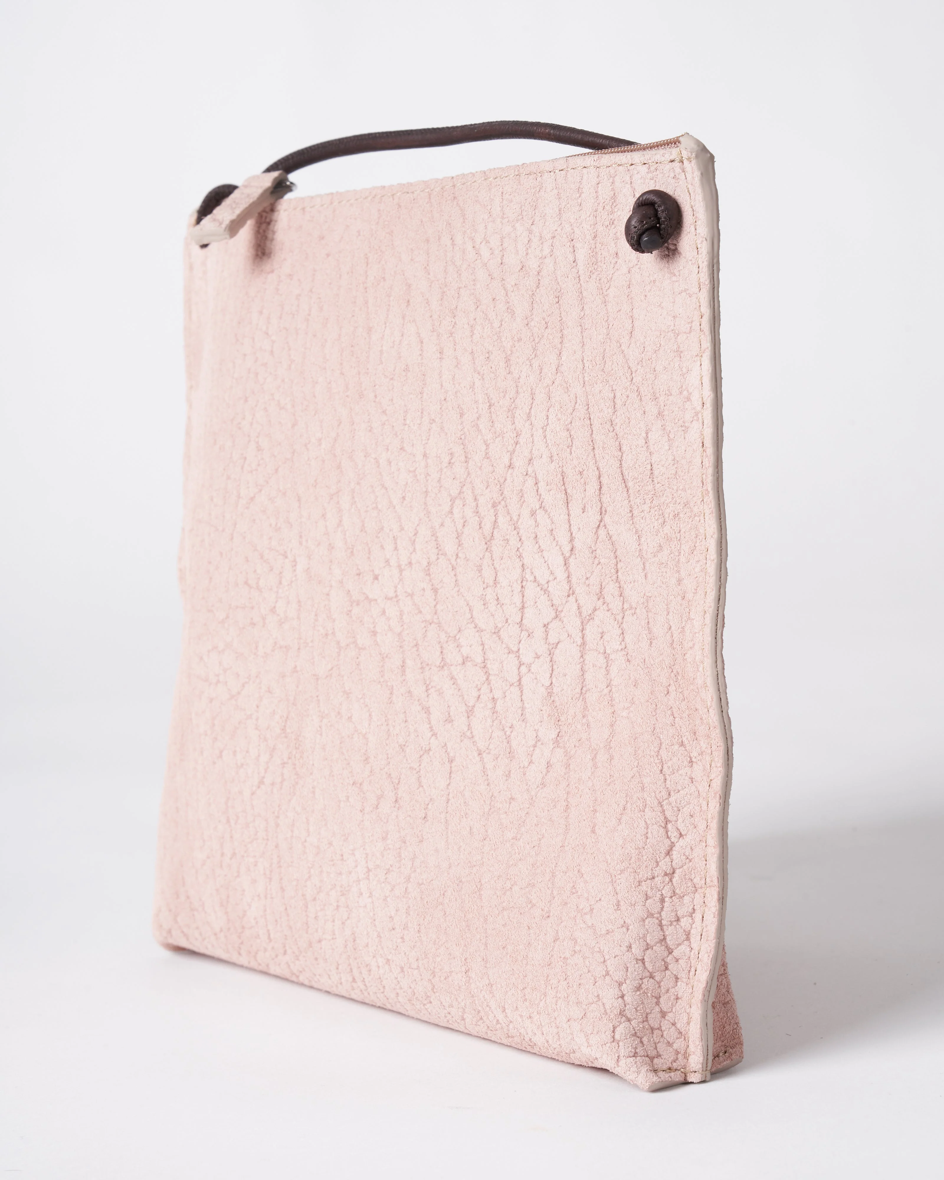 strappy pouch - blush embossed suede - Image 3