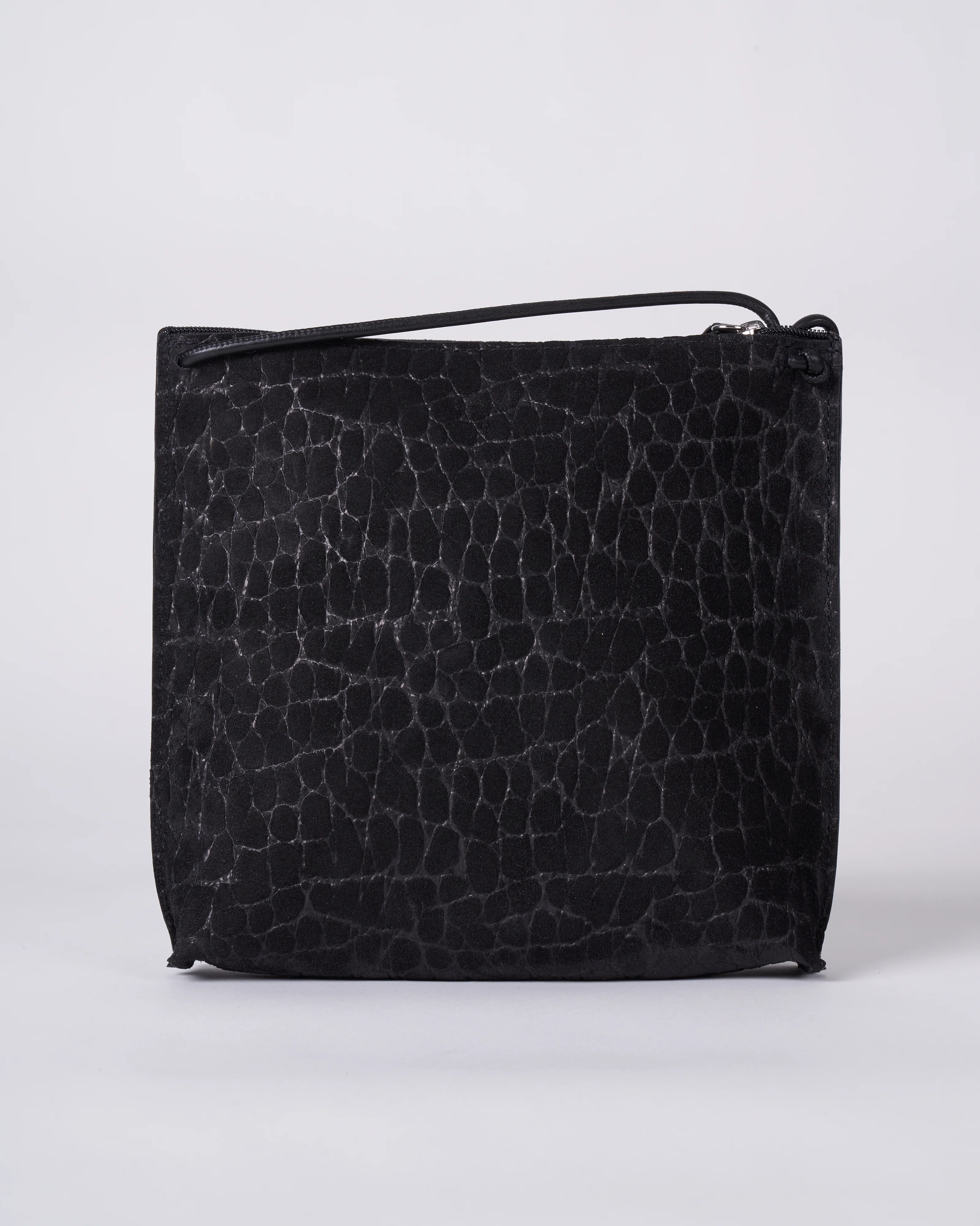 strappy pouch - coal embossed suede - Image 2