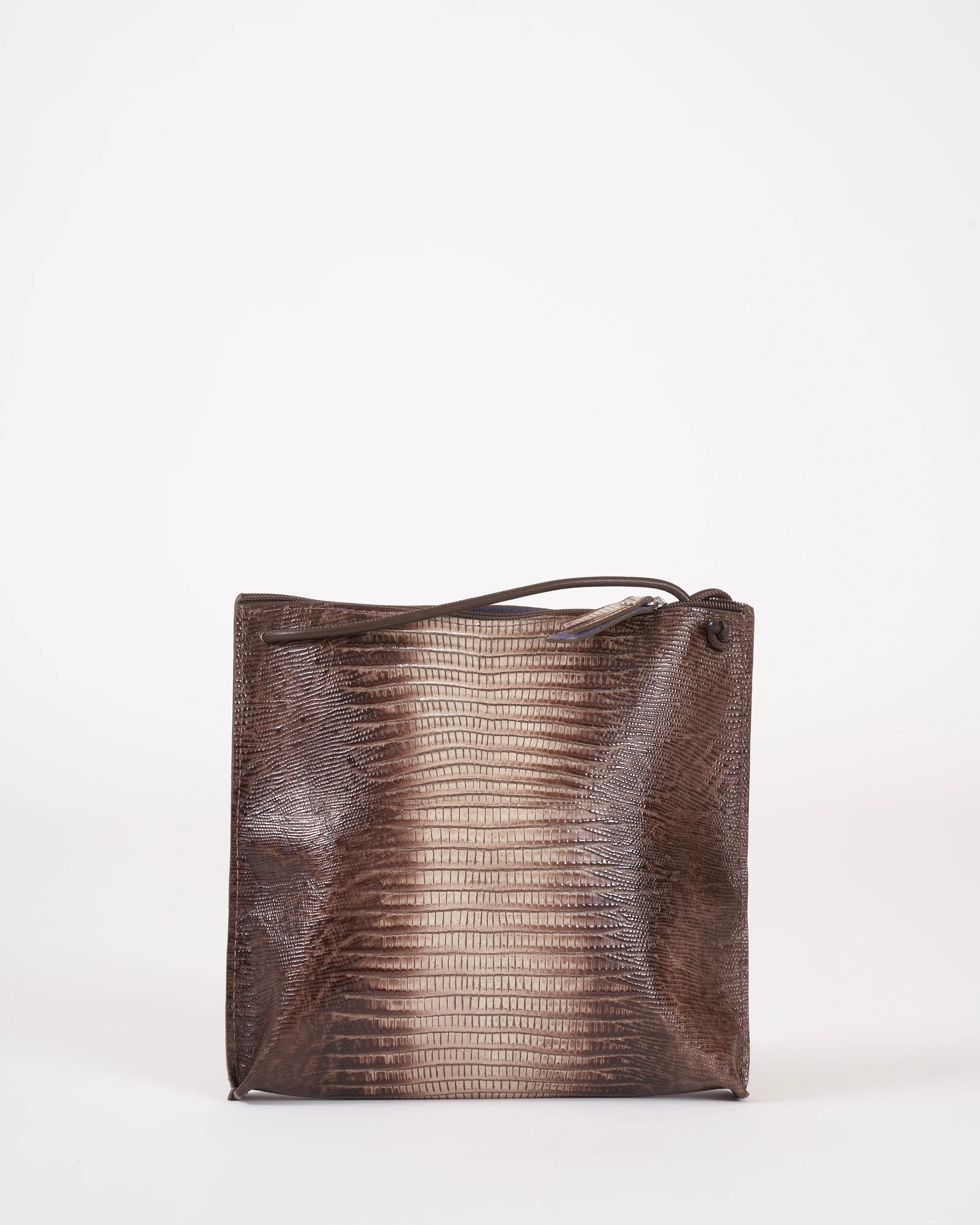 strappy pouch - khaki embossed lizard - Image 3