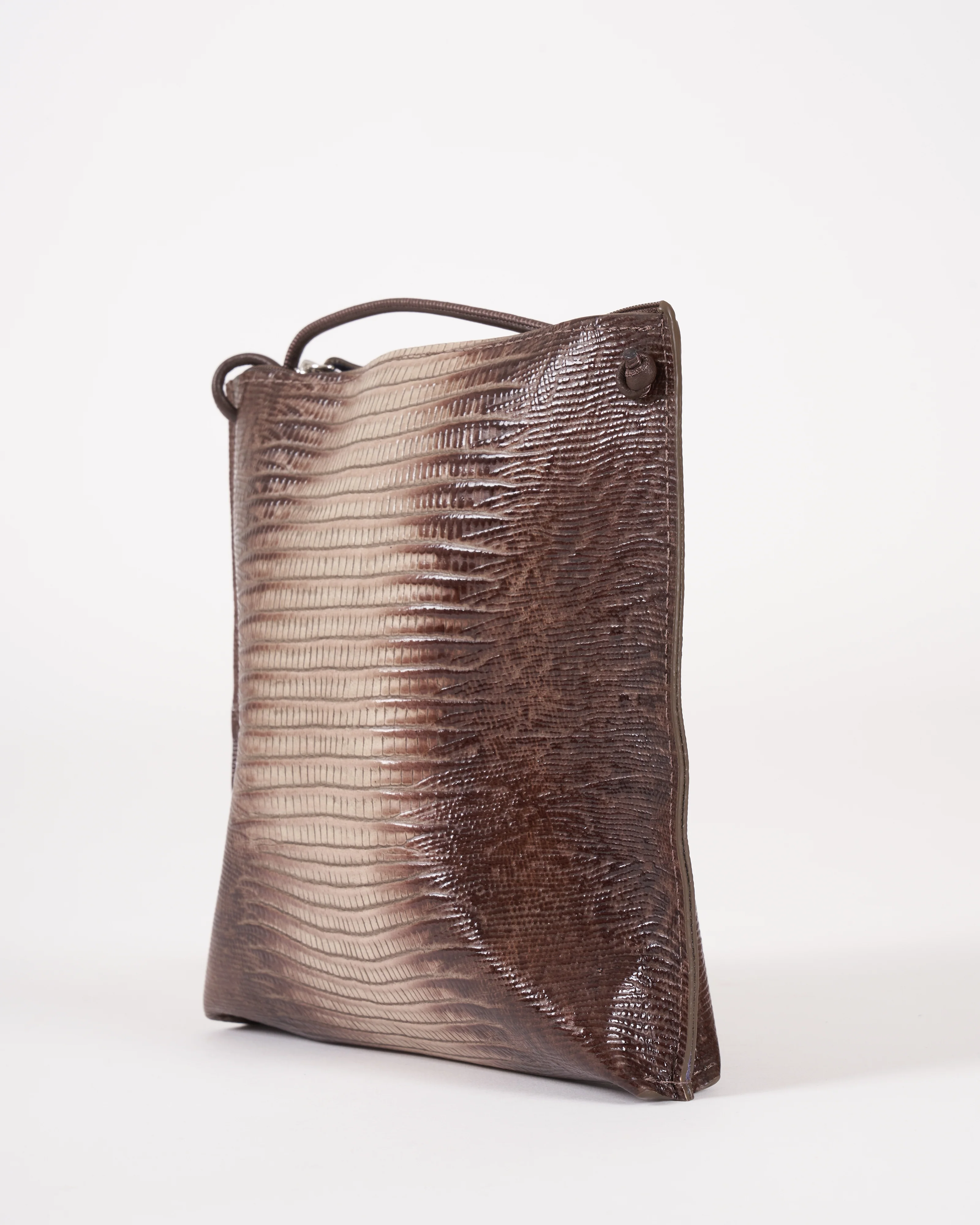 strappy pouch - khaki embossed lizard - Image 4