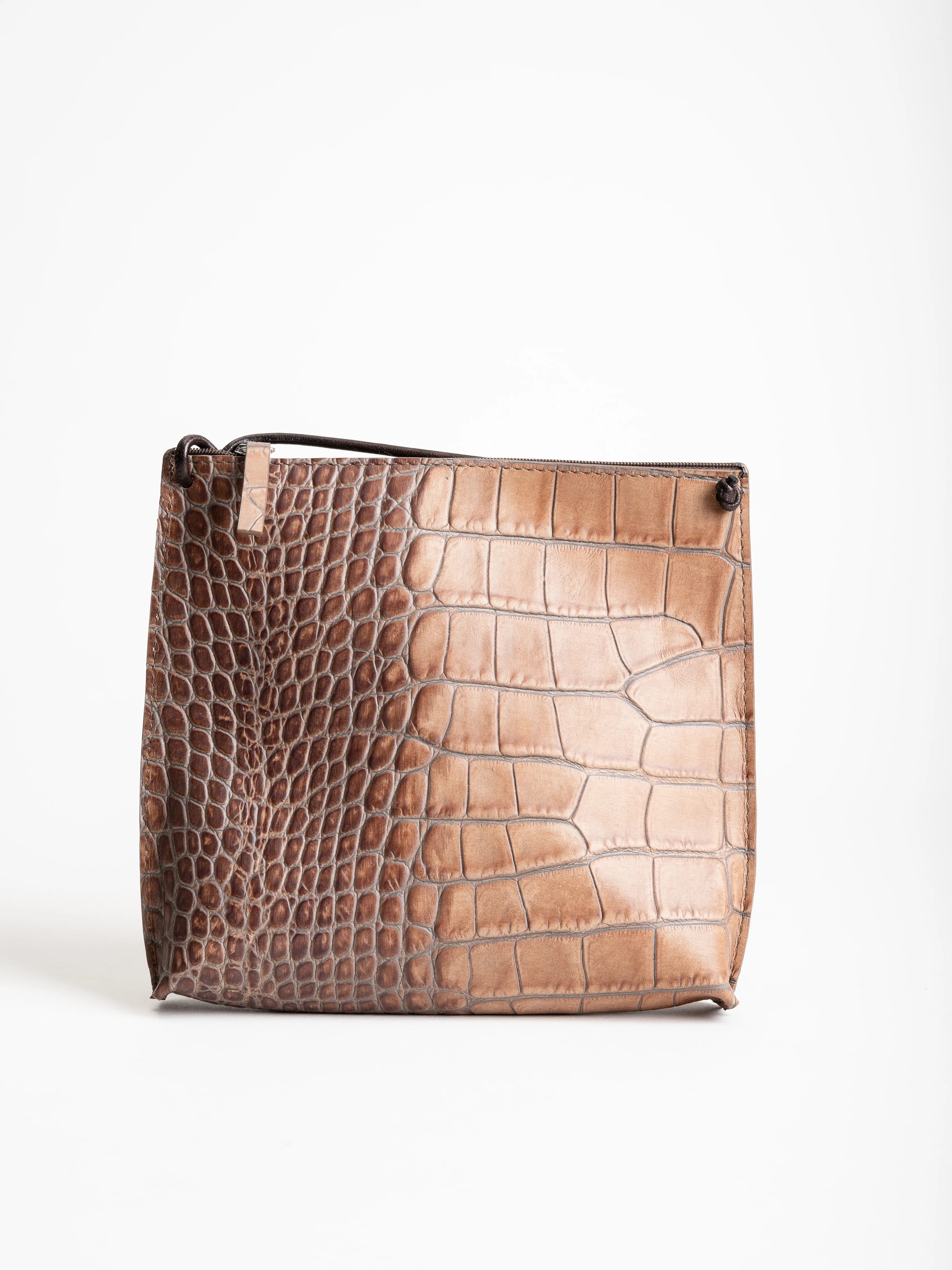 strappy pouch - latte embossed gator - Image 2