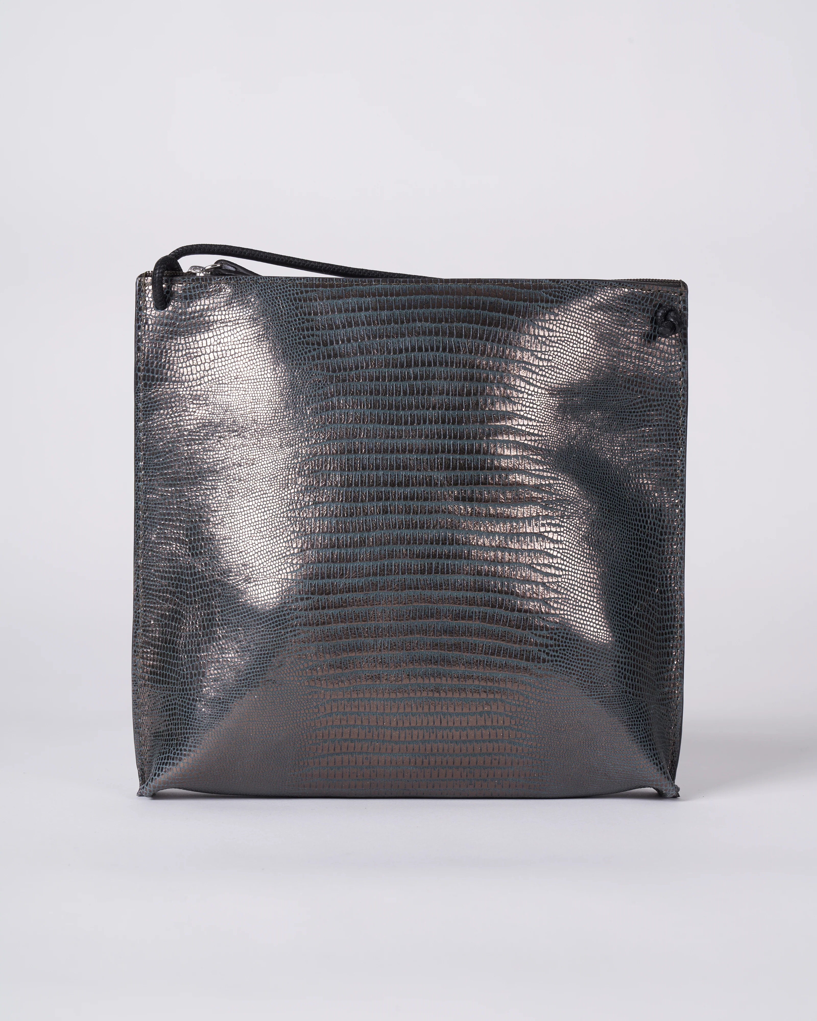 strappy pouch - metal embossed lizard - Image 2