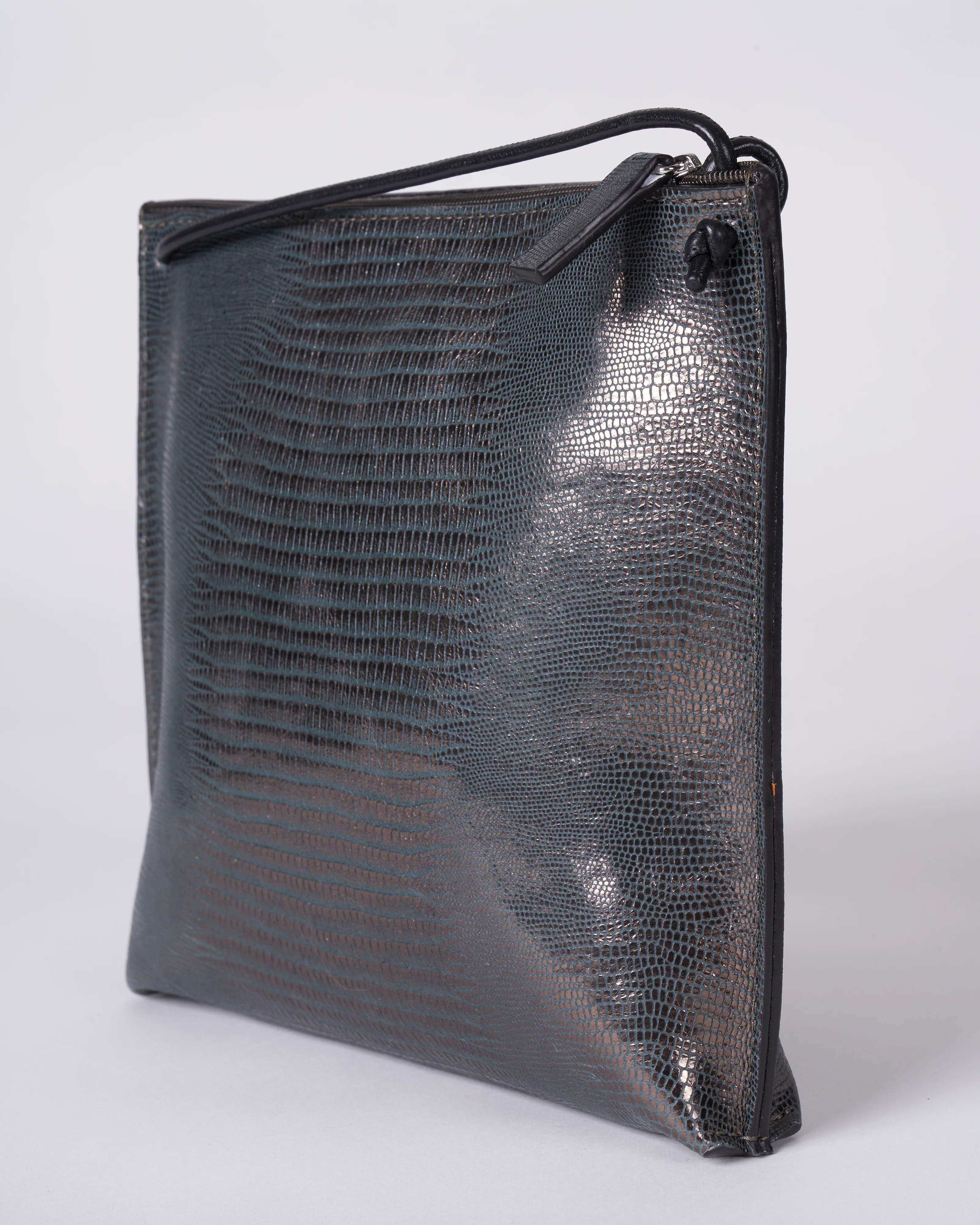 strappy pouch - metal embossed lizard - Image 3
