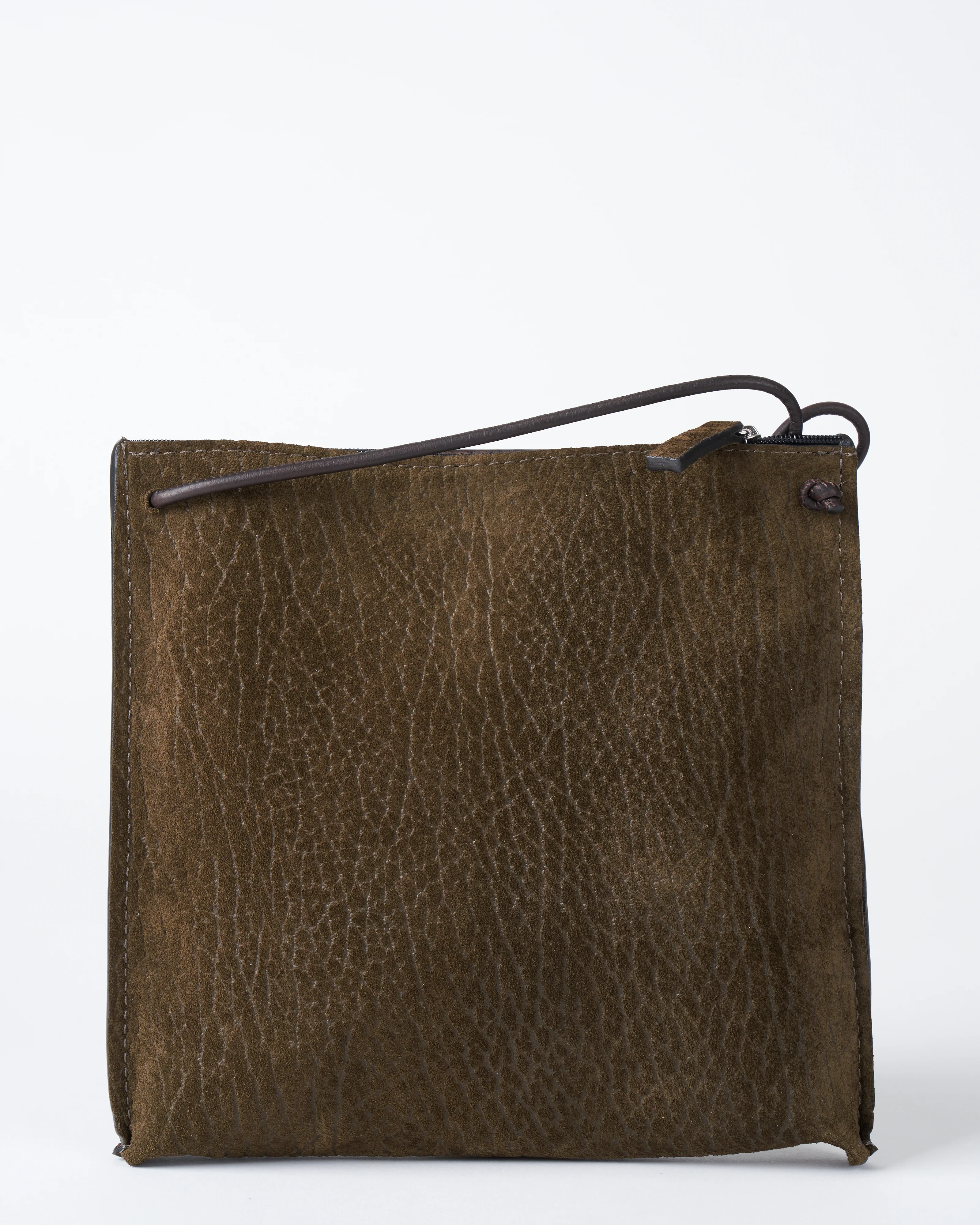 strappy pouch - olive embossed suede - Image 2