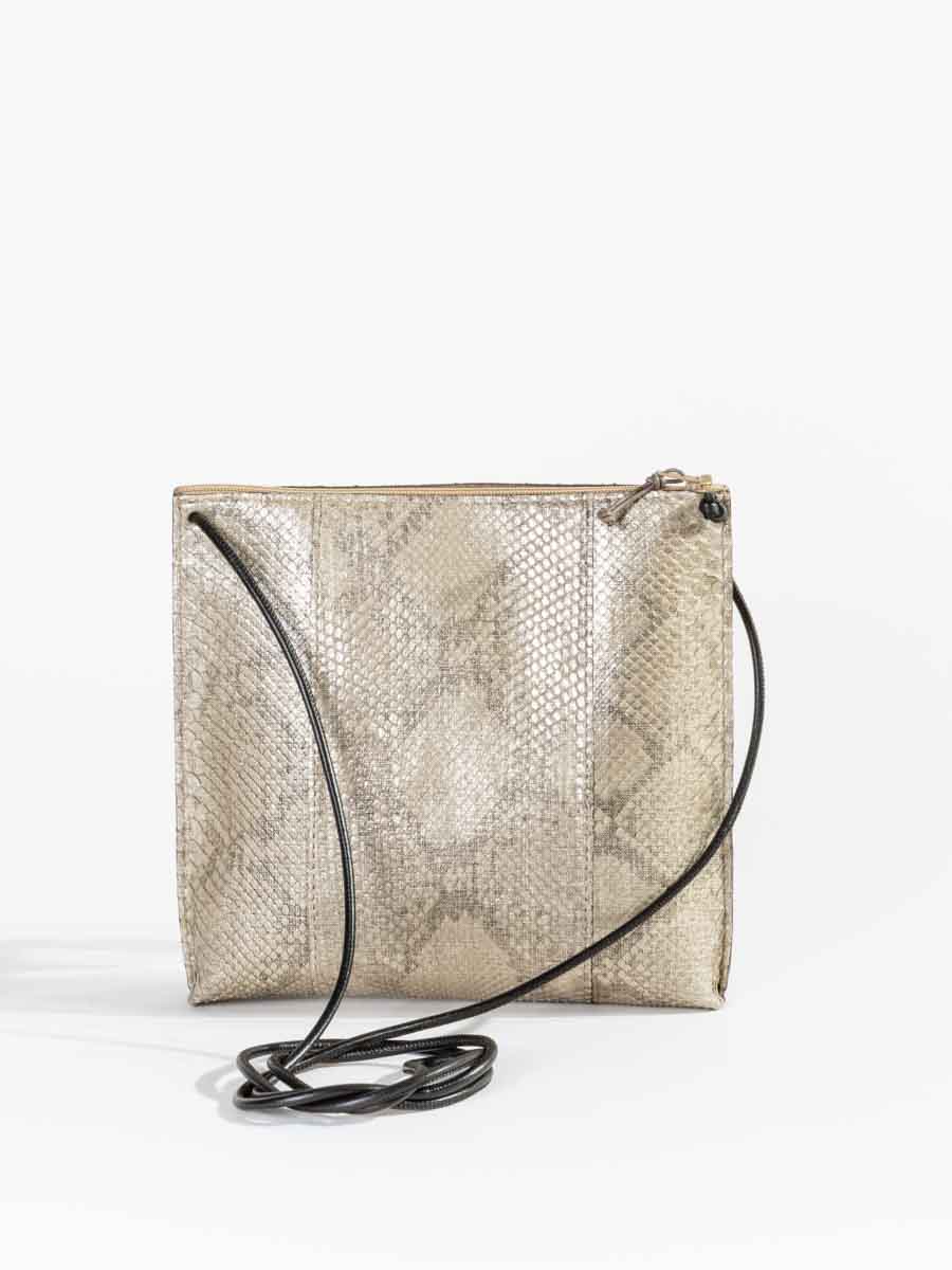 strappy pouch - silver linen python - Image 2