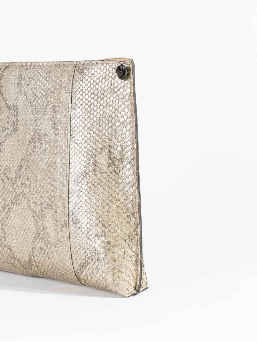 strappy pouch - silver linen python - Image 3
