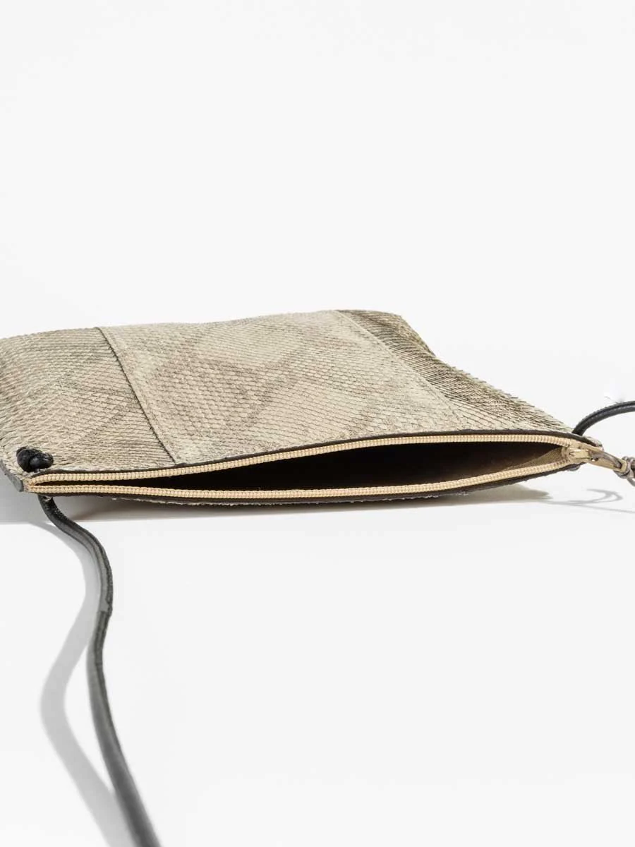 strappy pouch - silver linen python - Image 4