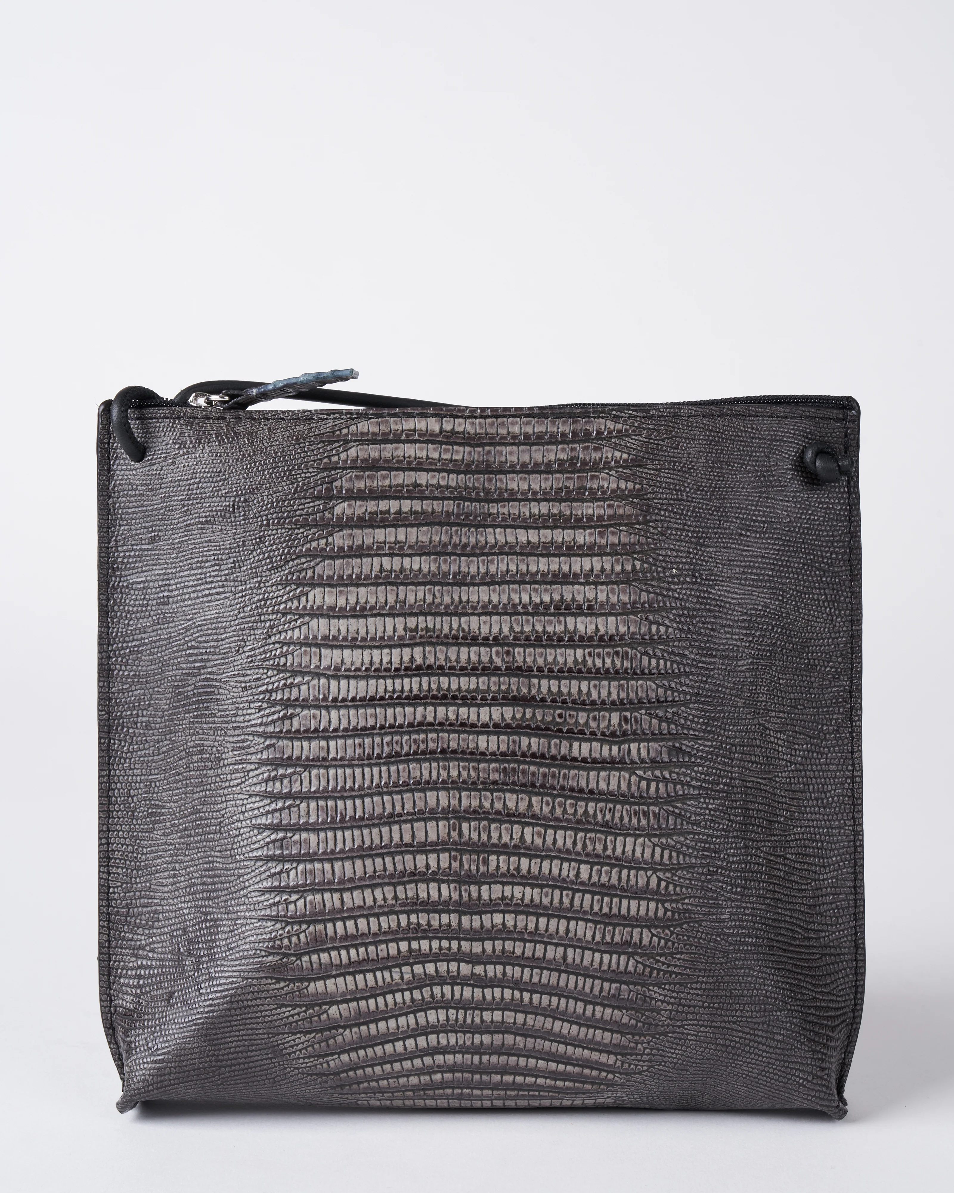 strappy pouch - steel embossed lizard - Image 2