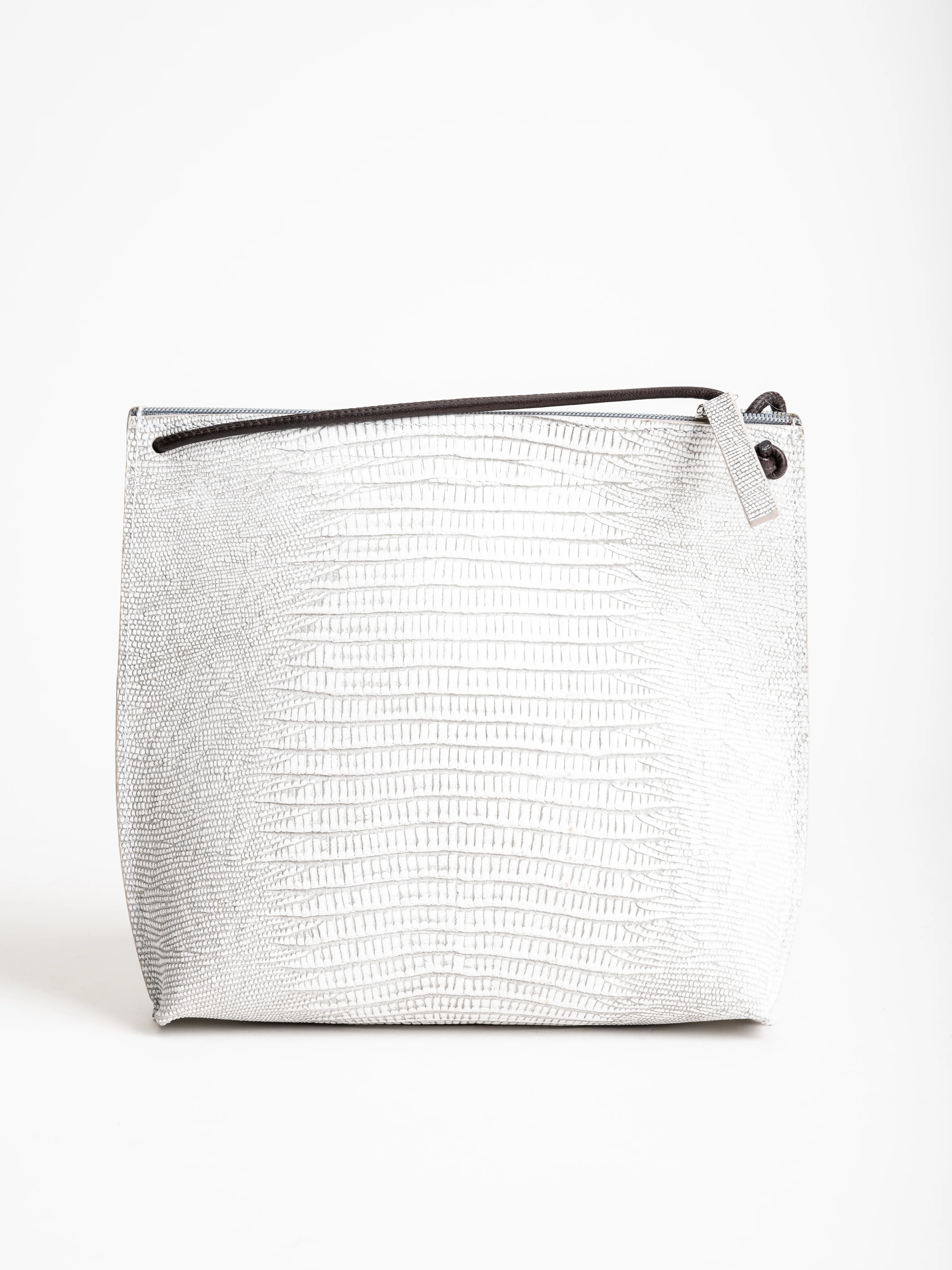 strappy pouch - white embossed lizard - Image 2