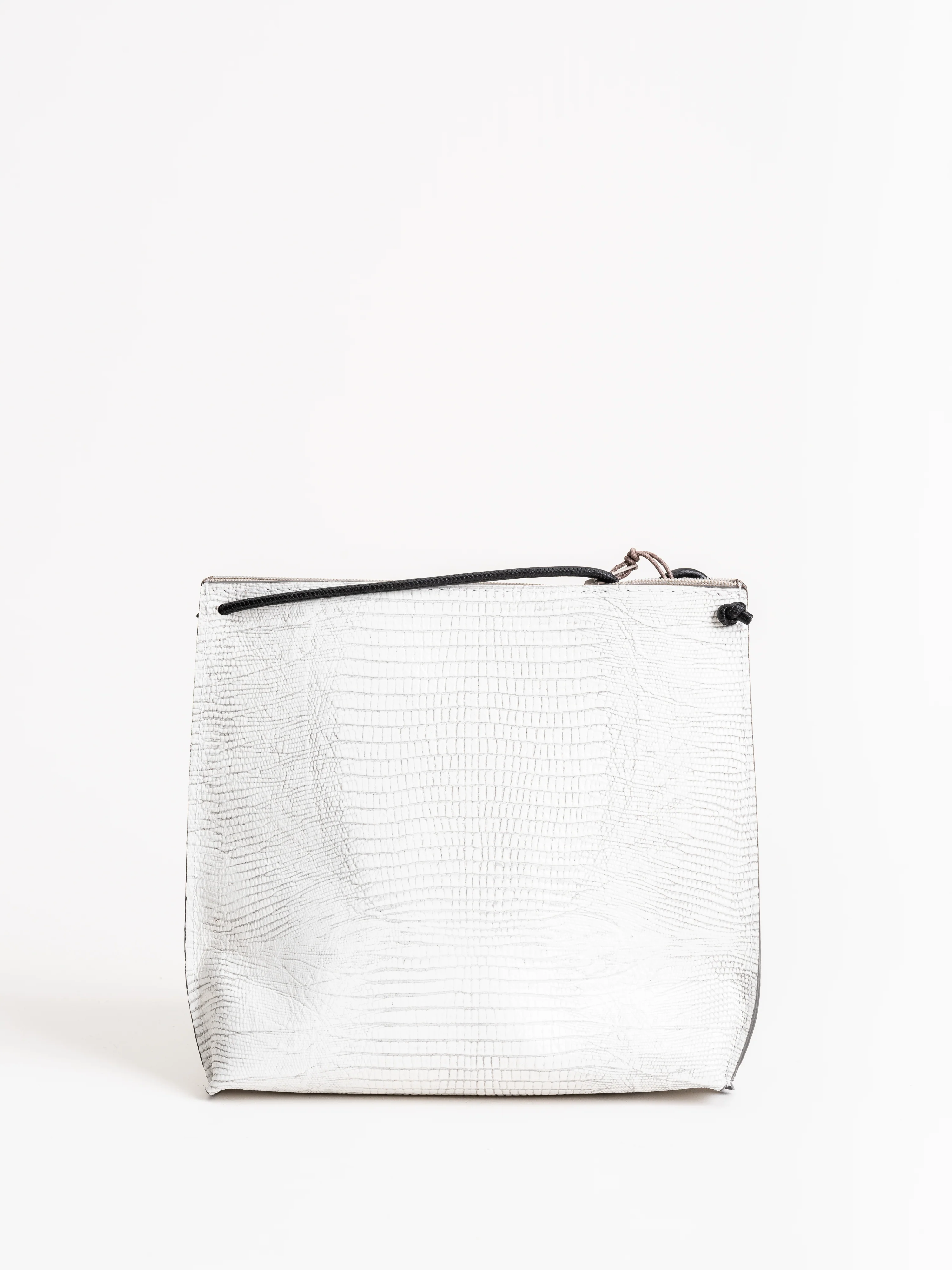 strappy pouch - white lizard