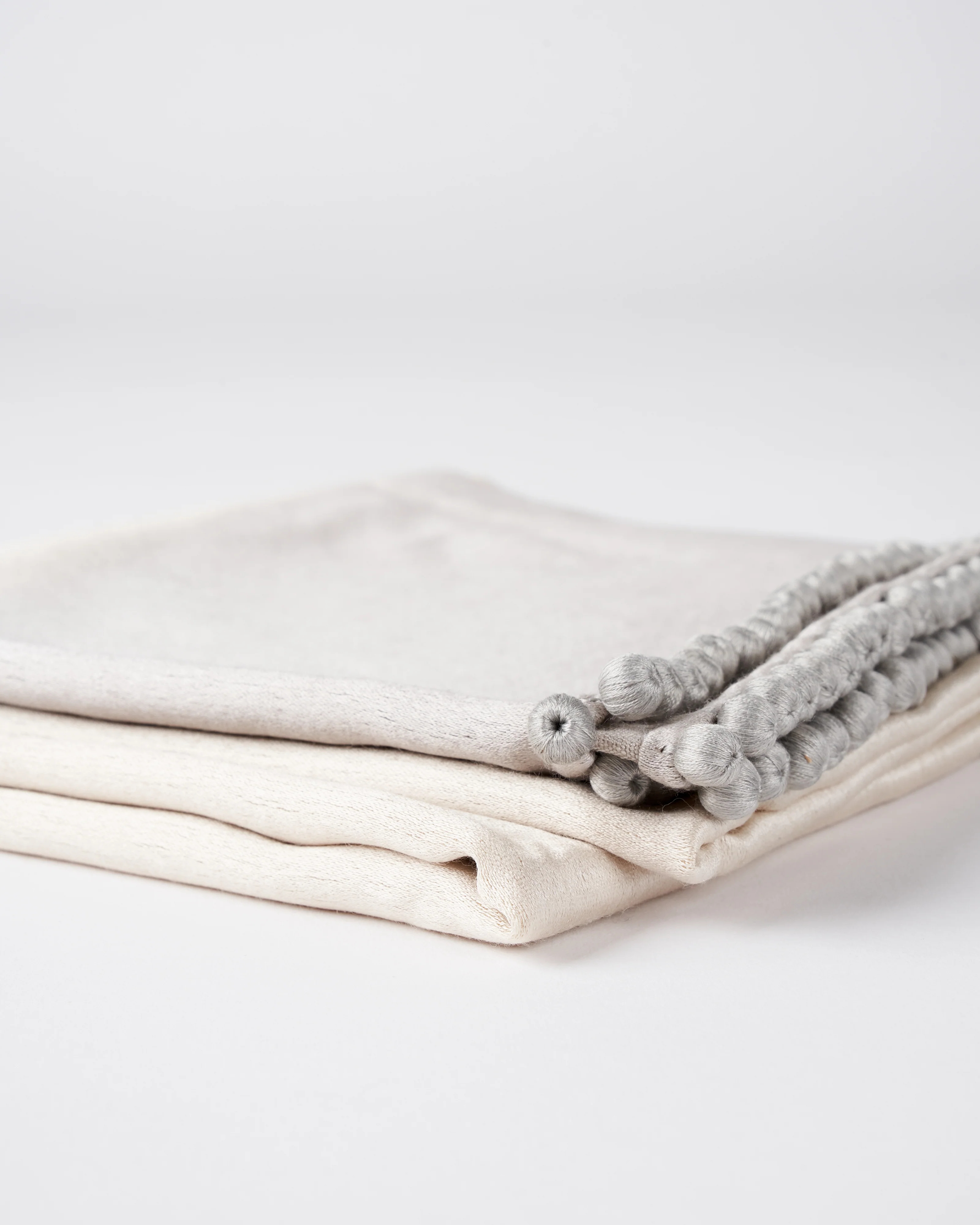 ombre satin cashmere weave stole - beige - Image 2