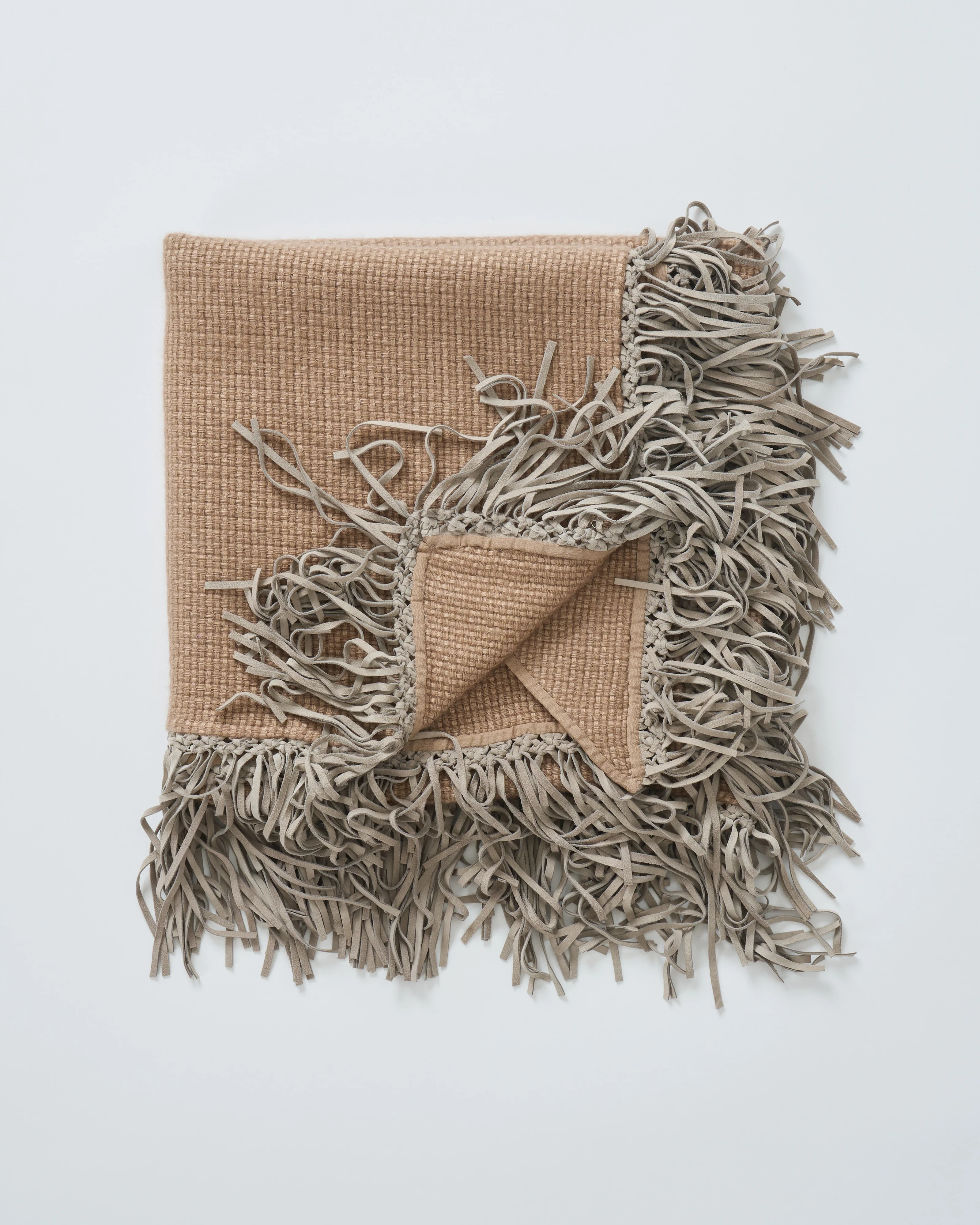 tiny basket weave triangle scarf with fringe - Image 3