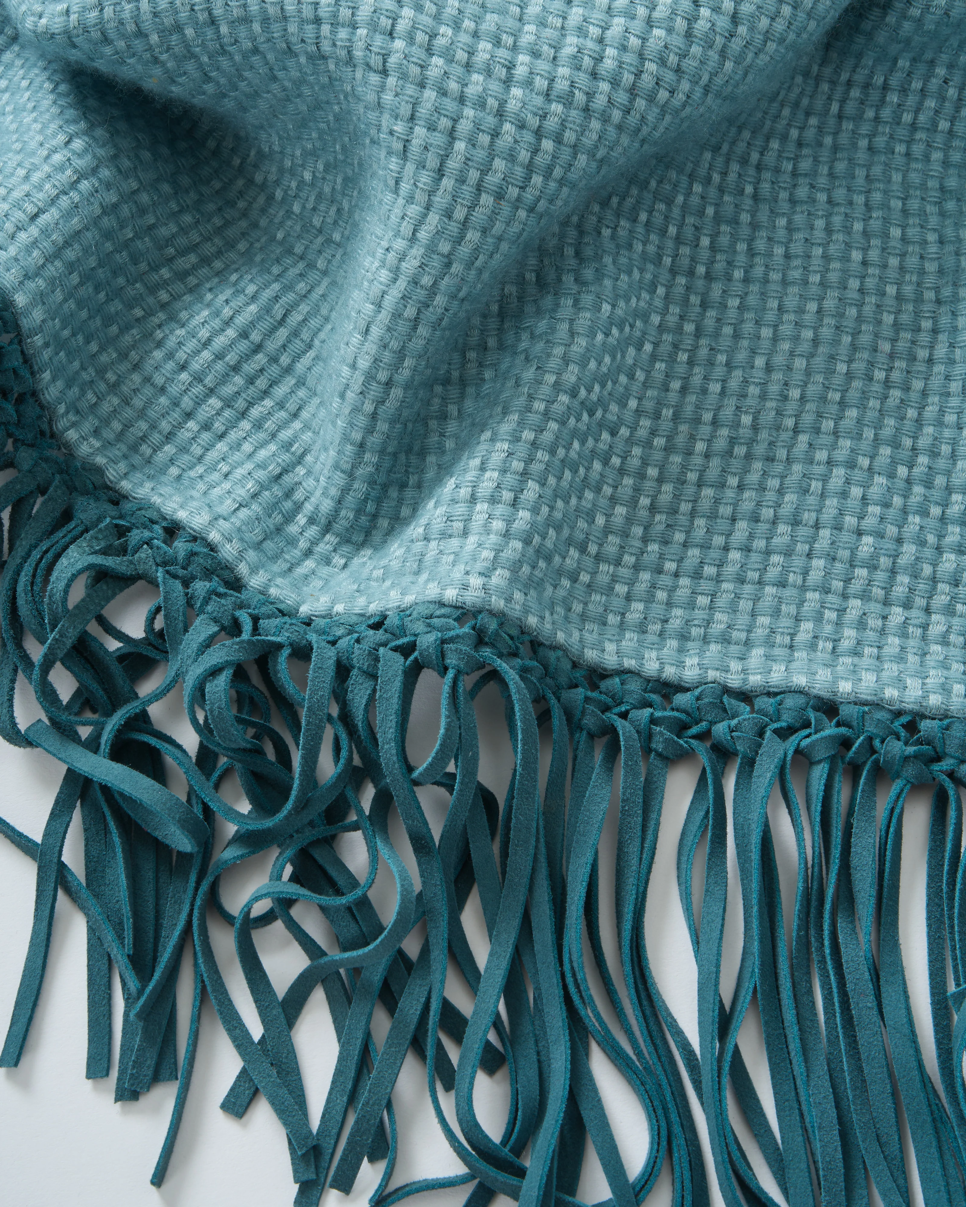 tiny basket weave triangle scarf with fringe - Image 2