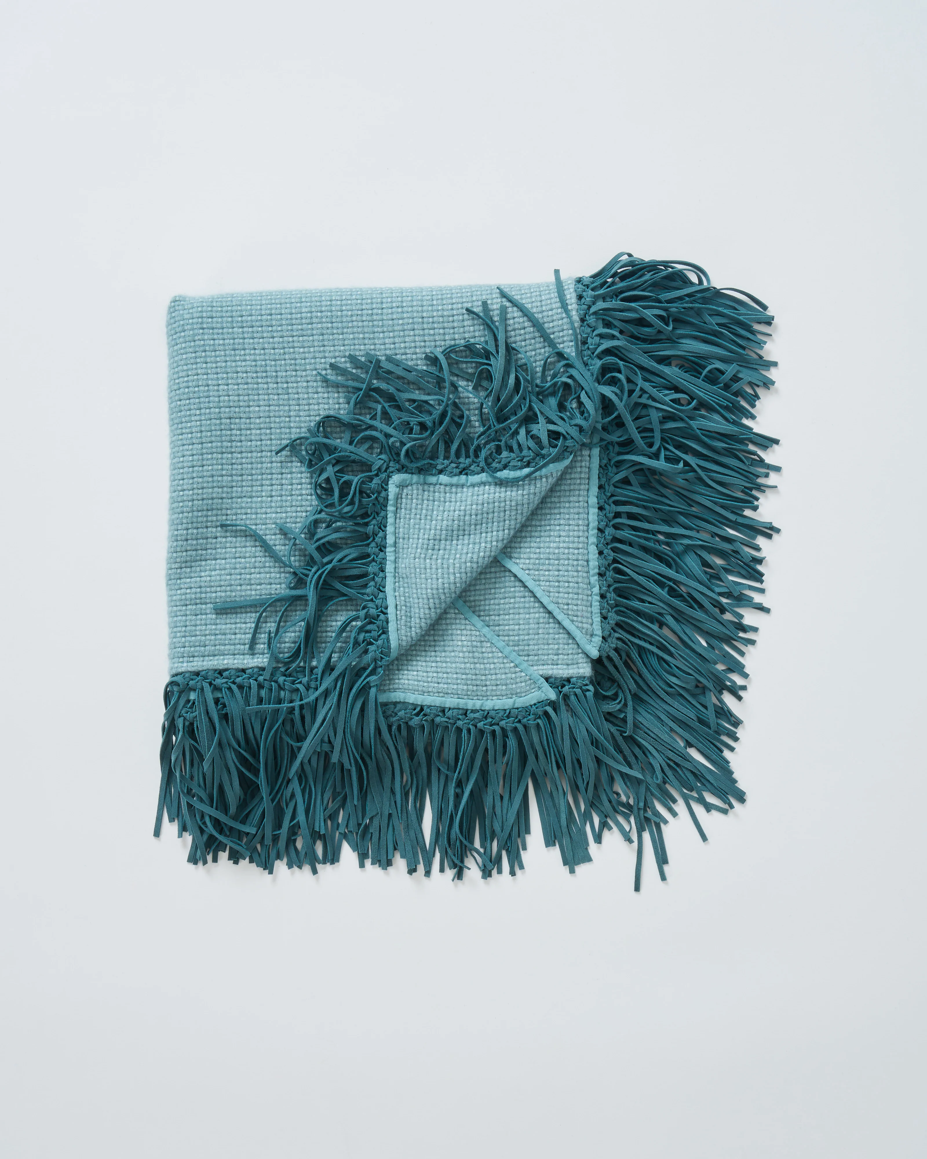 tiny basket weave triangle scarf with fringe - Image 3