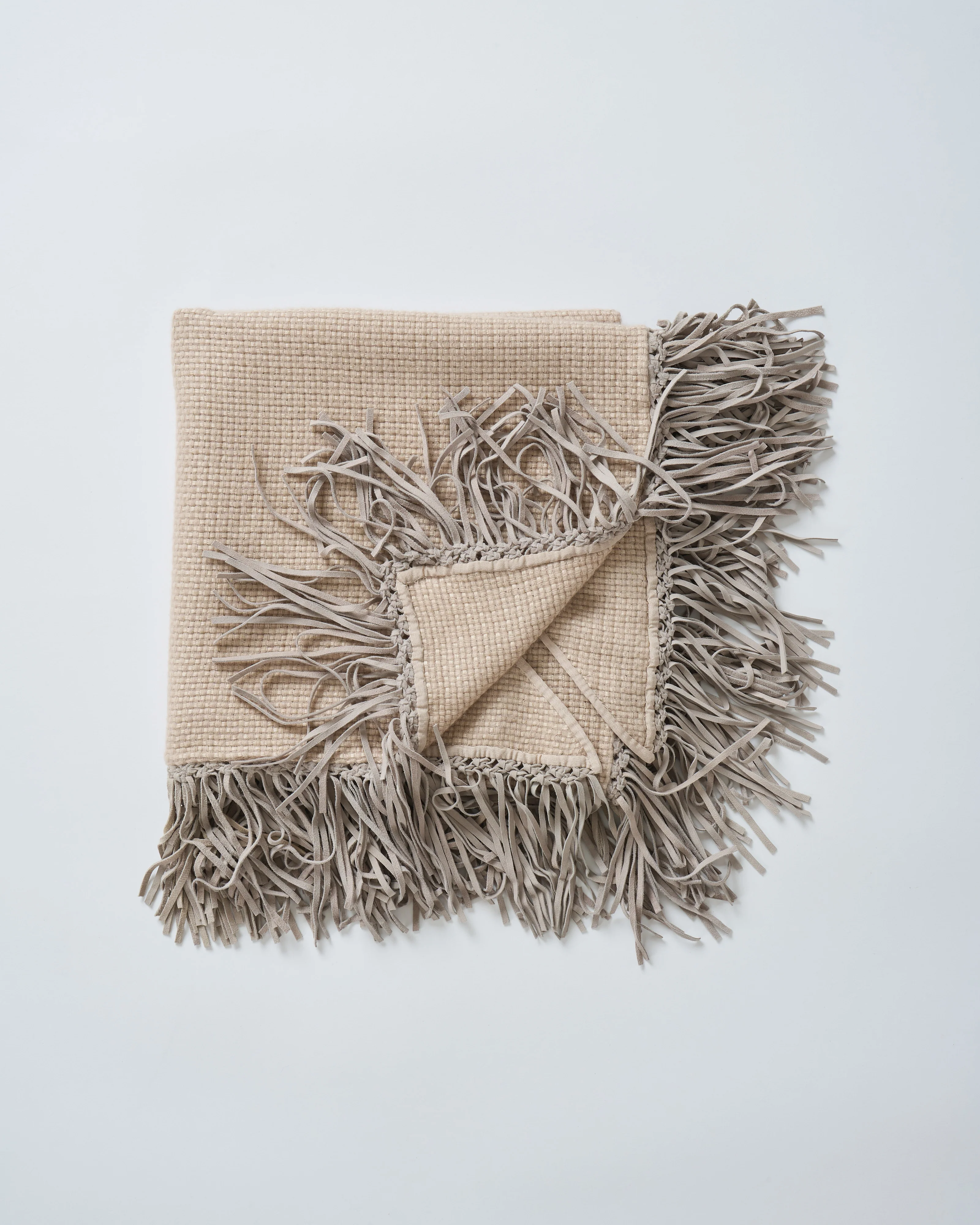tiny basket weave triangle scarf with fringe - Image 3