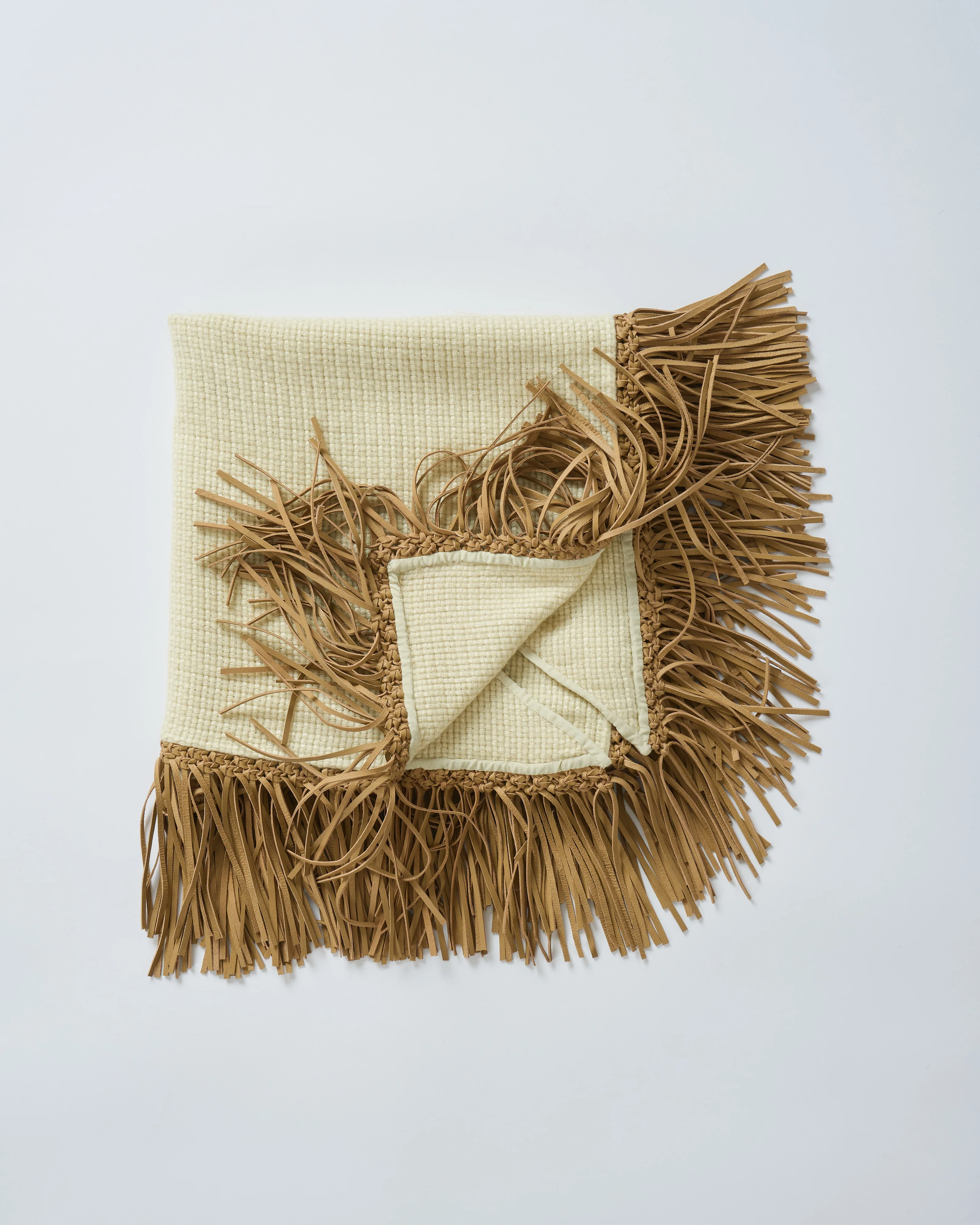 tiny basket weave triangle scarf with fringe - Image 3