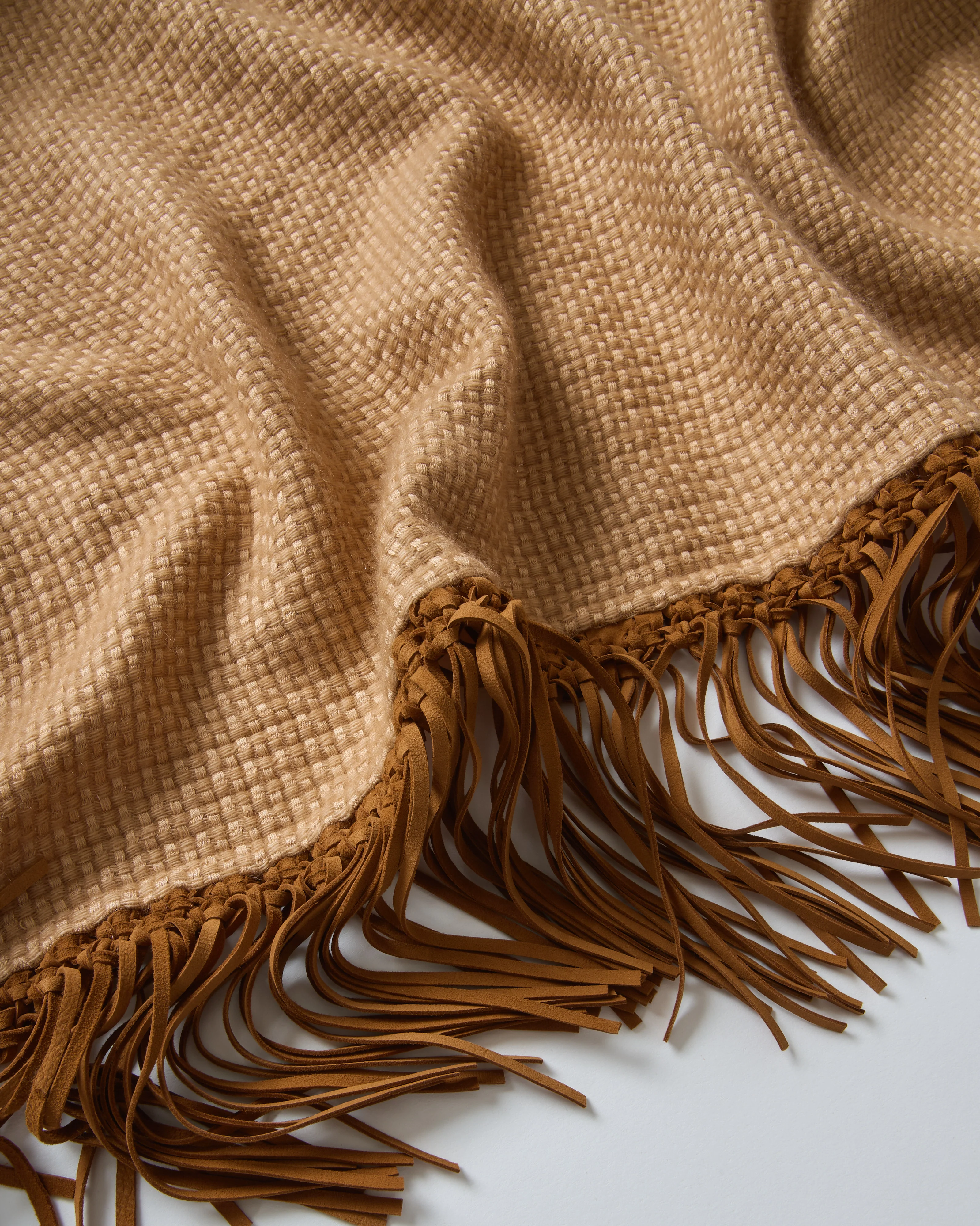 tiny basket weave triangle scarf with fringe - Image 2